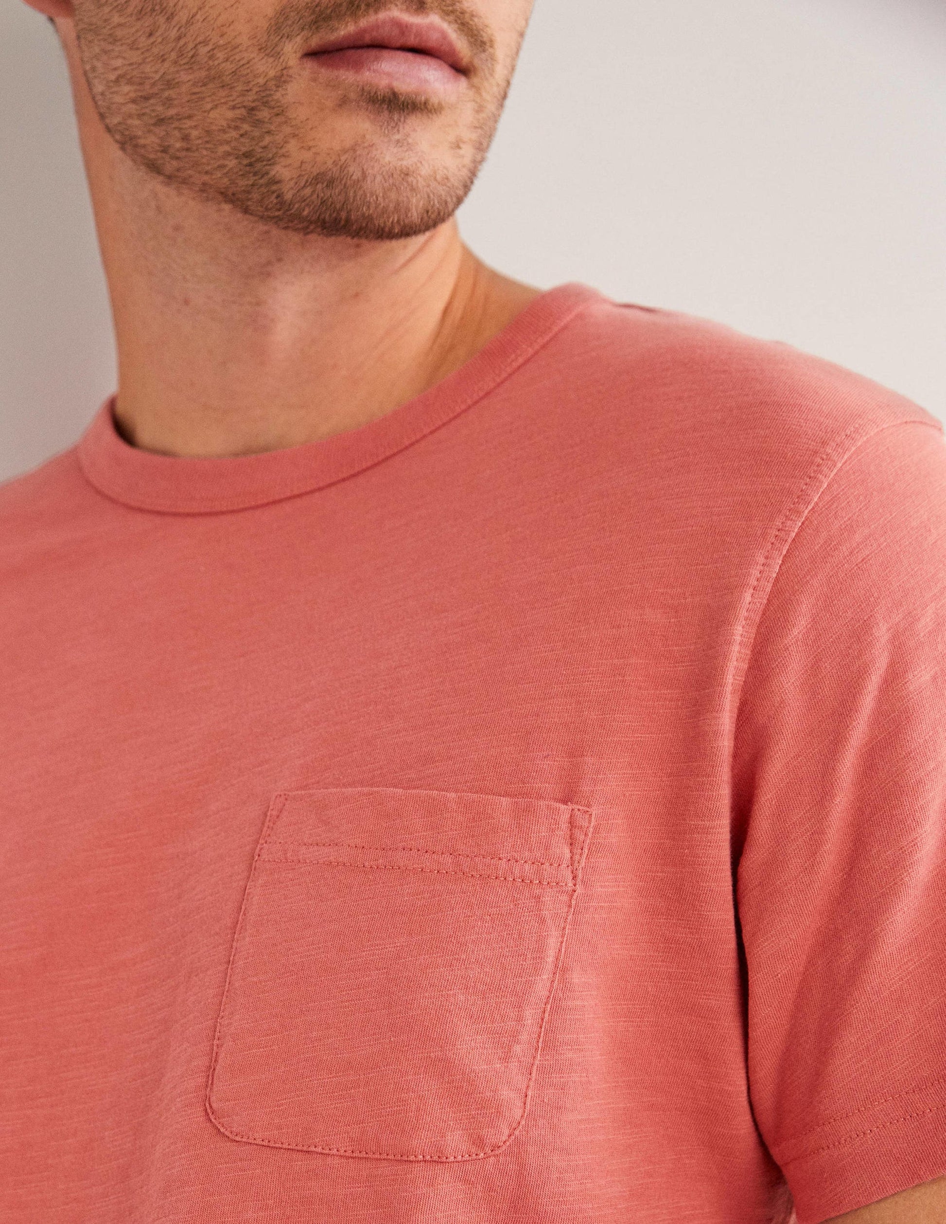 Laundered Slub T-Shirt-Faded Rose Red-2