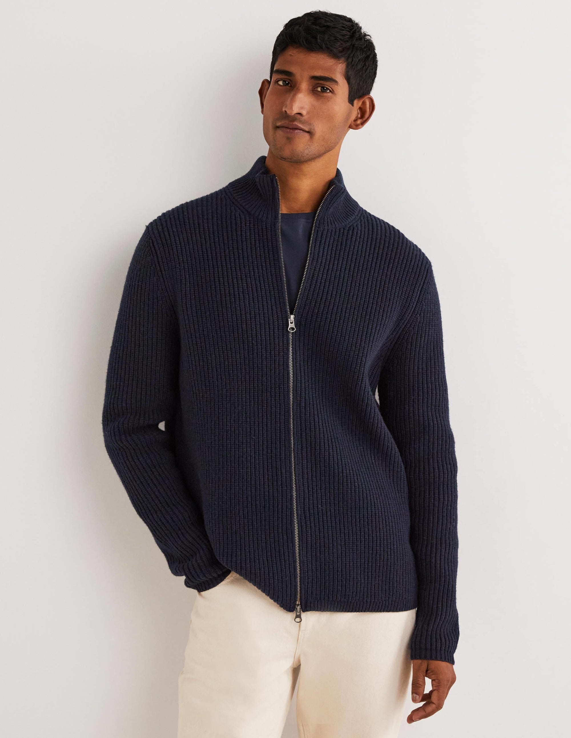 Zip through Cardigan-Navy - Image 1