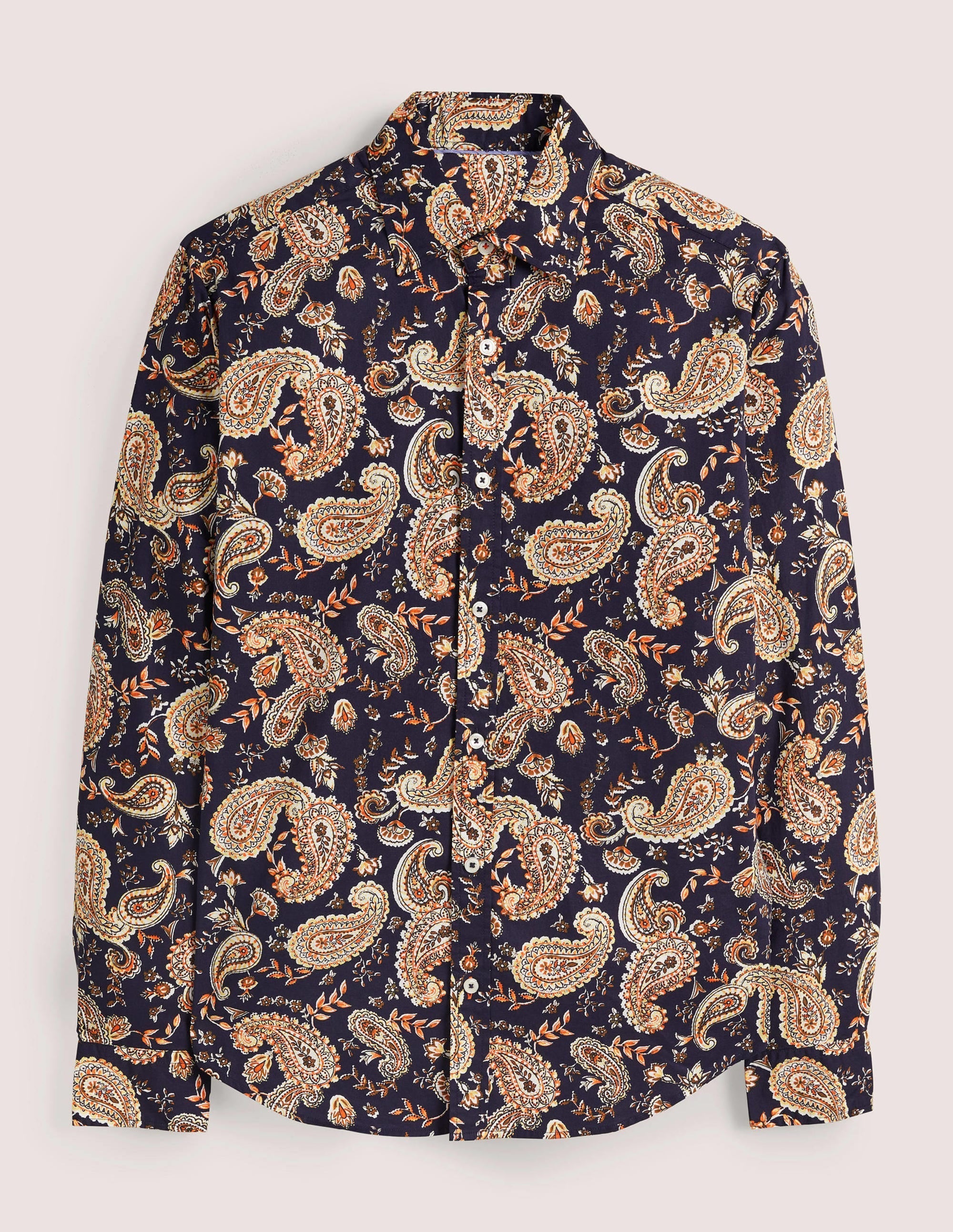 Cutaway Twill Slim Fit Shirt-Navy Paisley Floral - Image 6