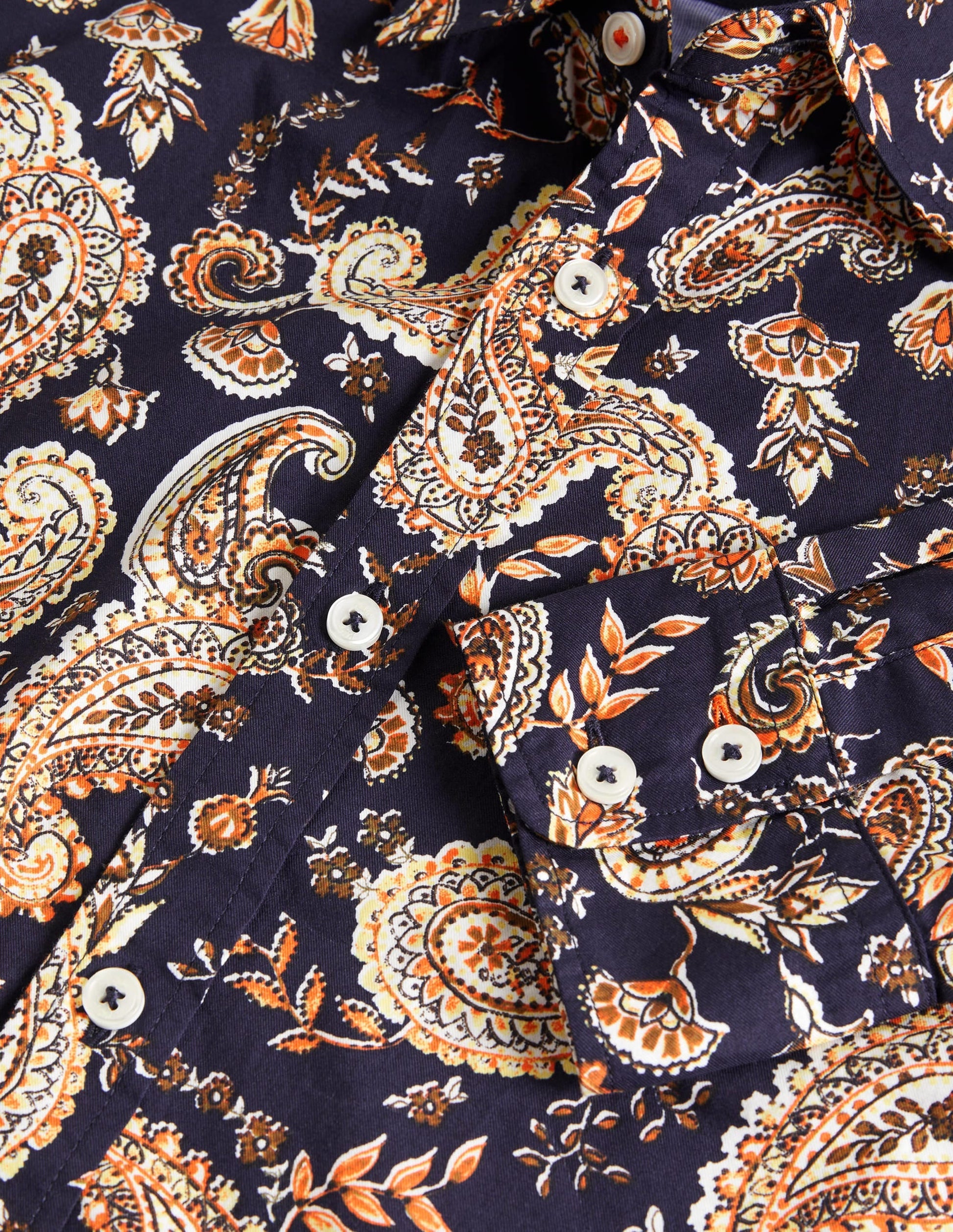 Cutaway Twill Slim Fit Shirt-Navy Paisley Floral-7