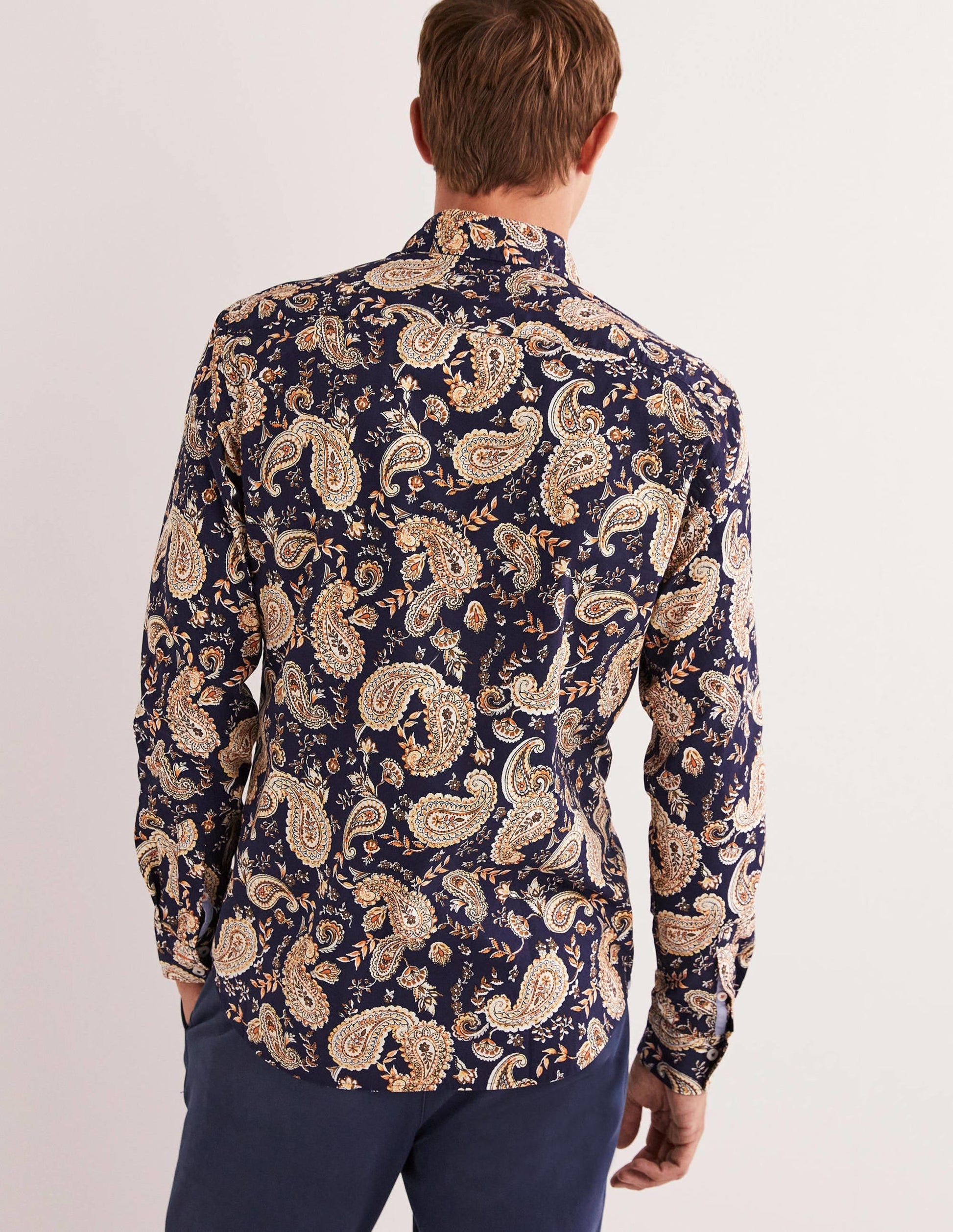 Cutaway Twill Slim Fit Shirt-Navy Paisley Floral-4