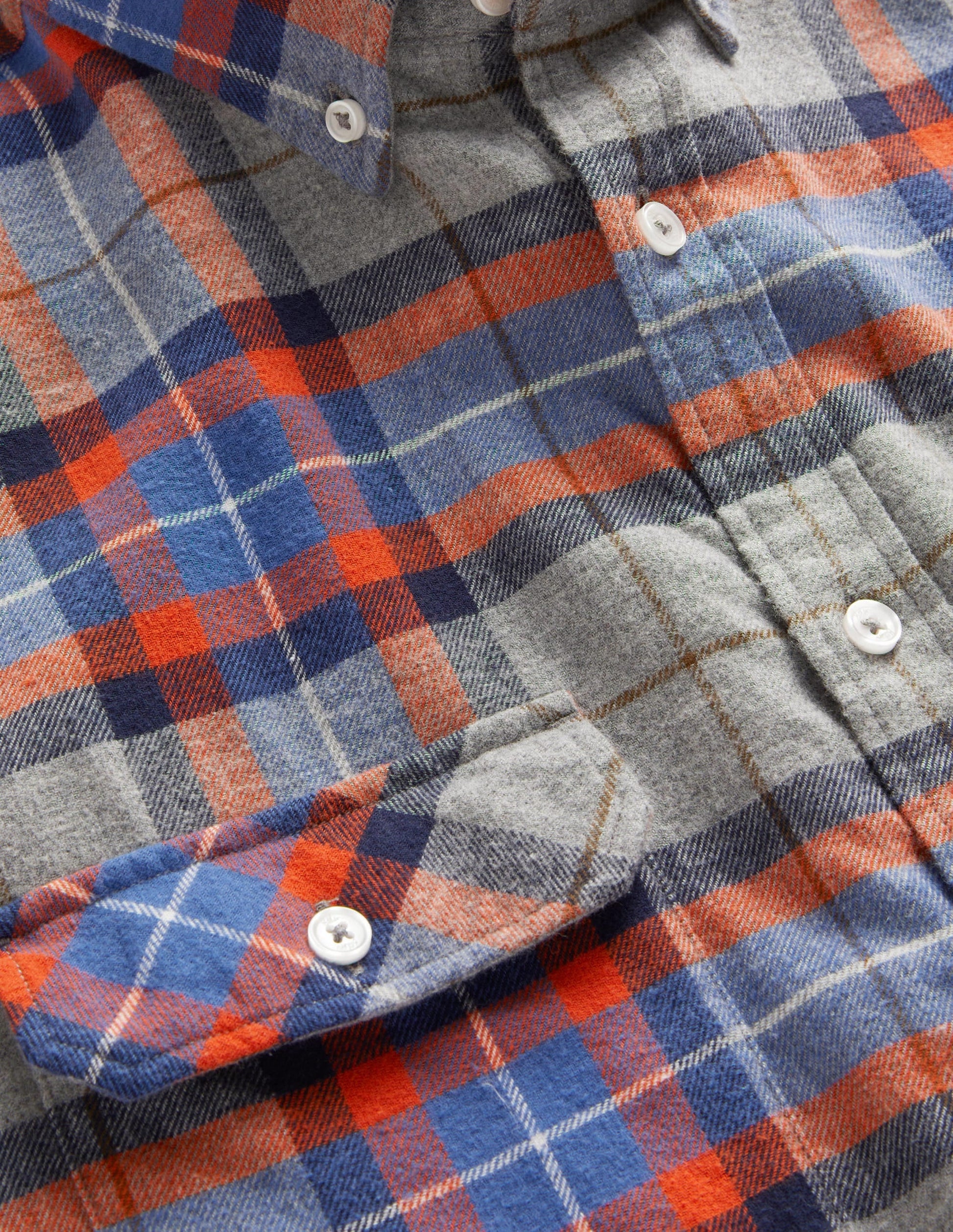 Brushed Flannel Shirt-Grey Marl/Orange Check-7