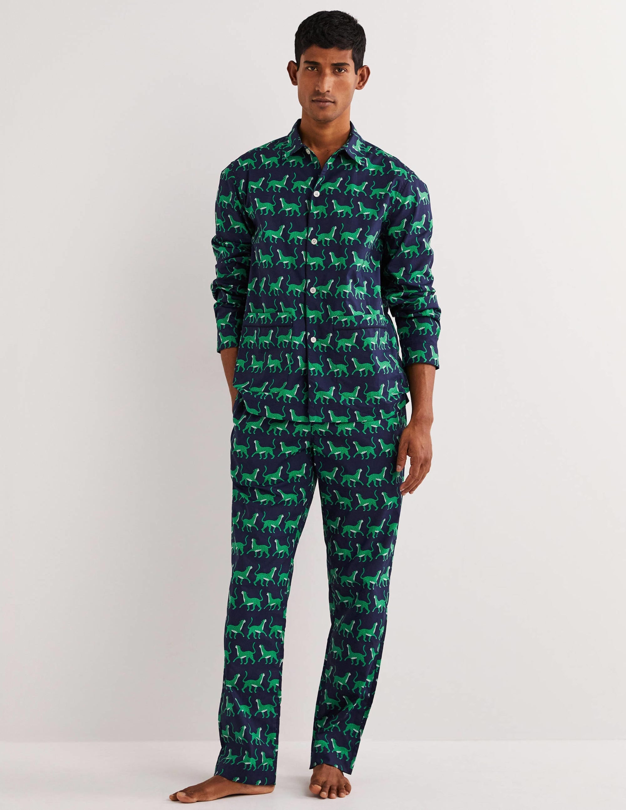 Woven Pyjama Set-Navy Leopards - Image 1