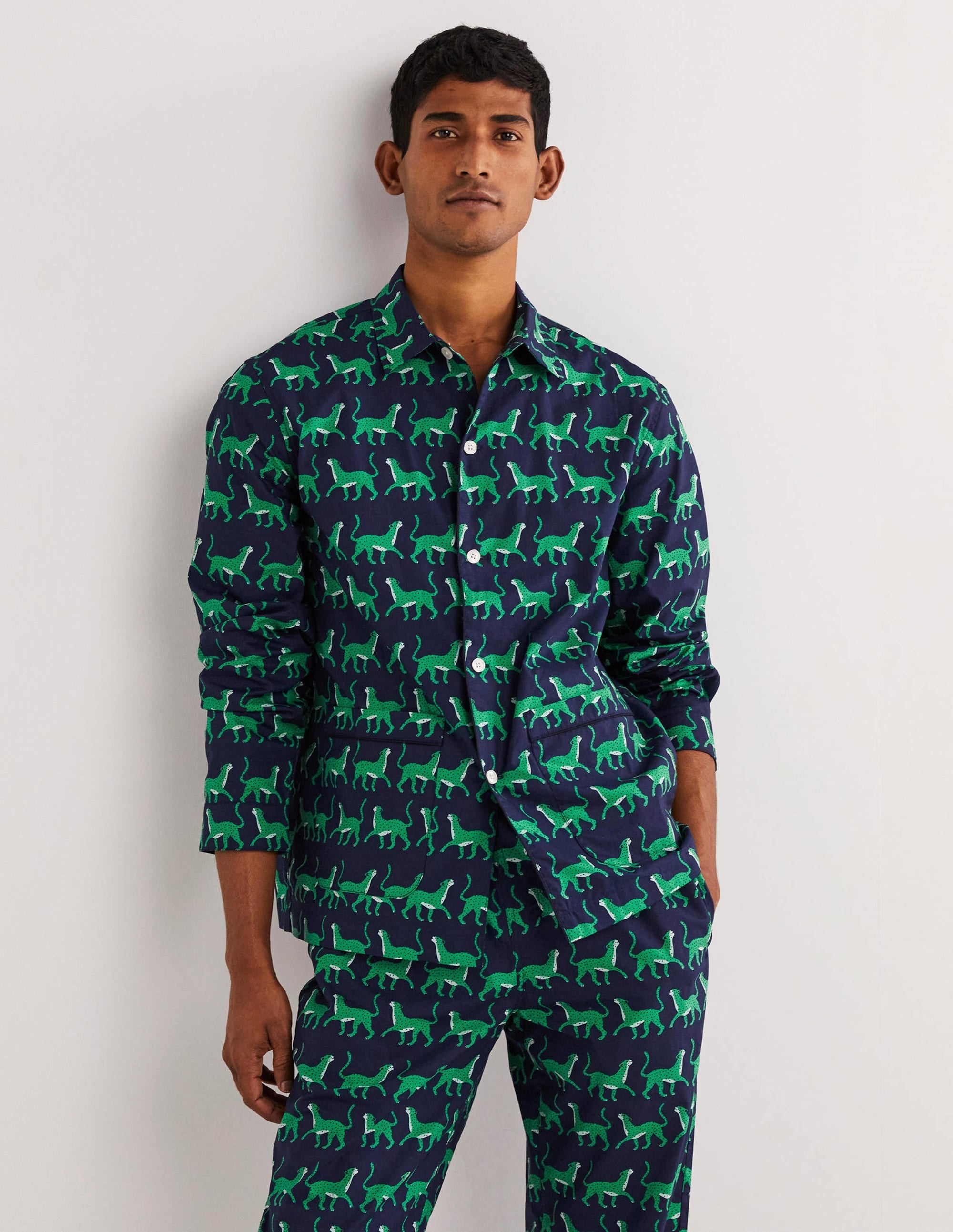 Woven Pyjama Set-Navy Leopards - Image 5
