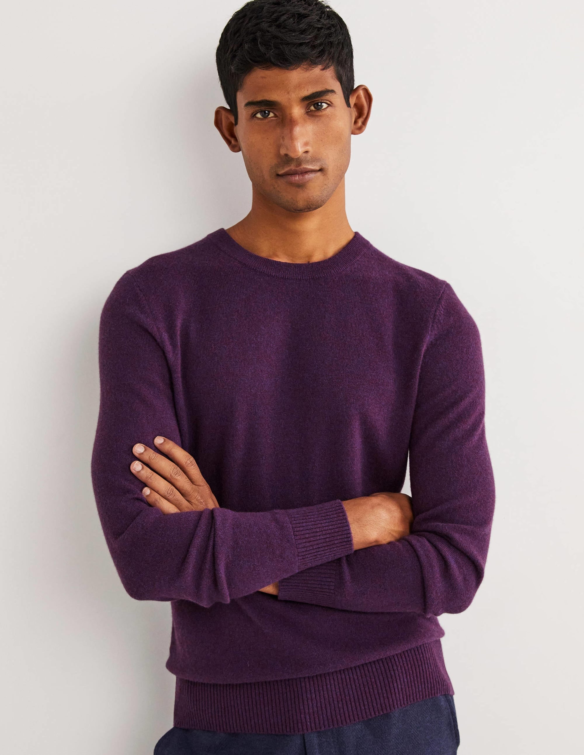 Cashmere Crew Neck Jumper-Plum Perfect Melange - Image 1