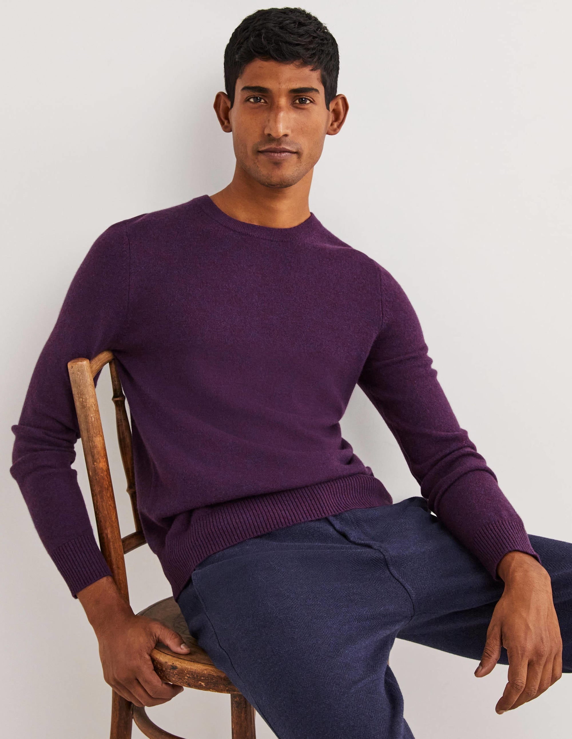 Cashmere Crew Neck Jumper-Plum Perfect Melange - Image 4