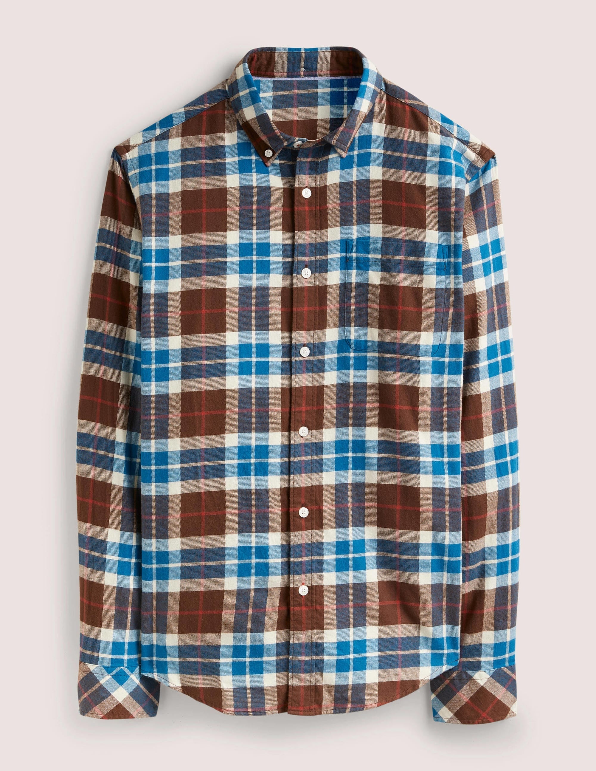 Button Down Twill Shirt-Brown/Mallard Check - Image 5