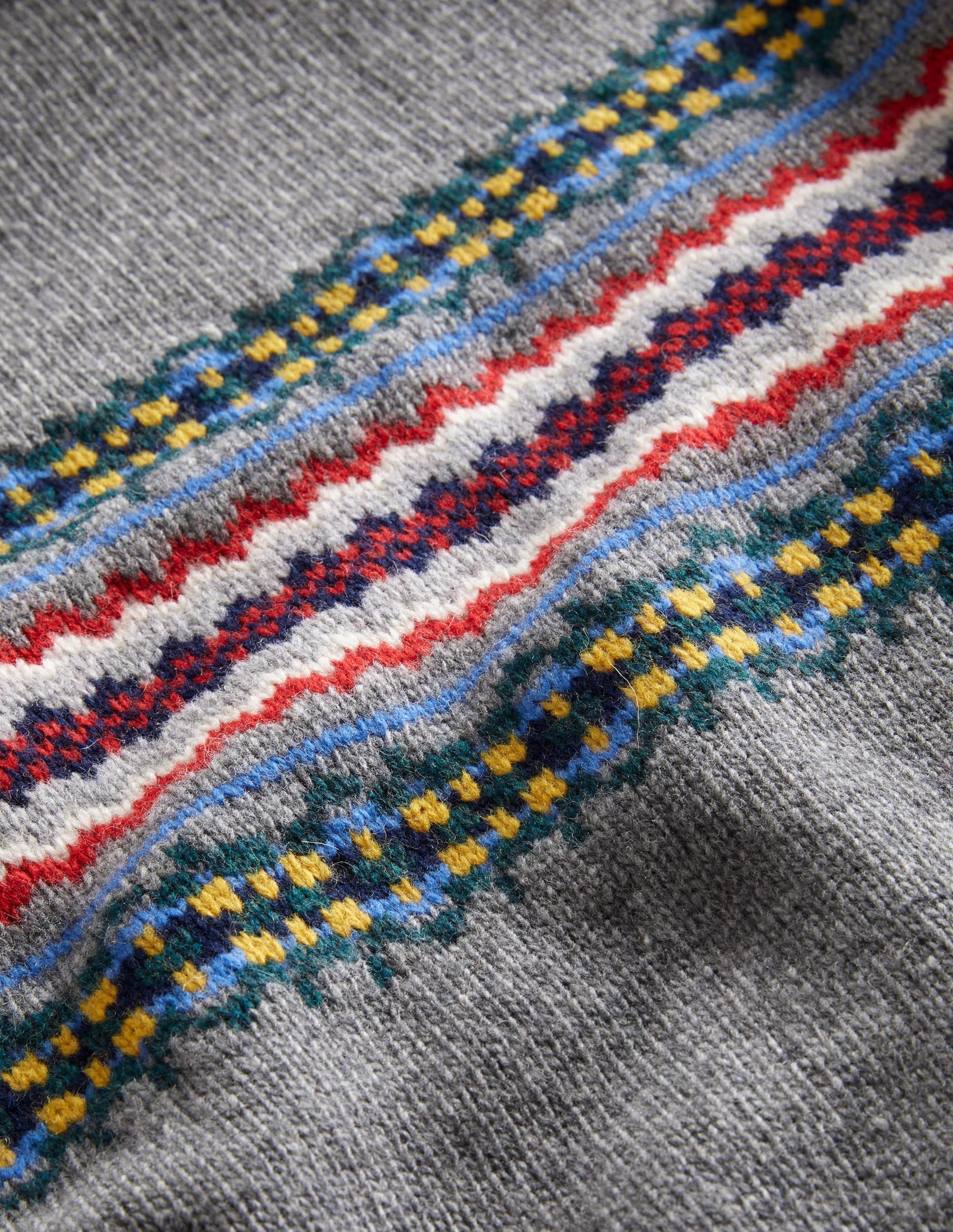 Fair Isle Roll Neck Jumper-Grey Melange Fair Isle - Image 6
