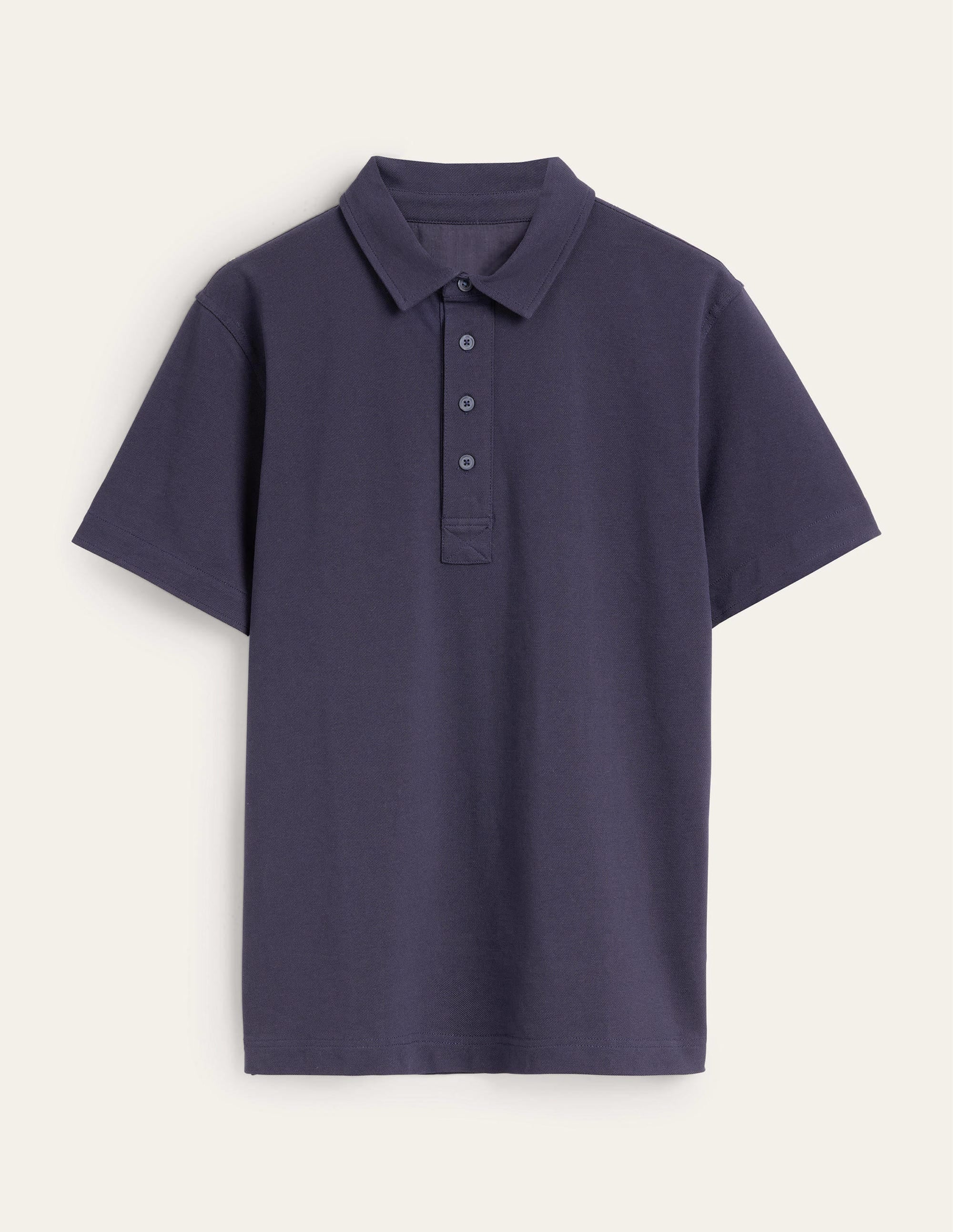 Slim Fit Piqué Polo-Navy - Image 1