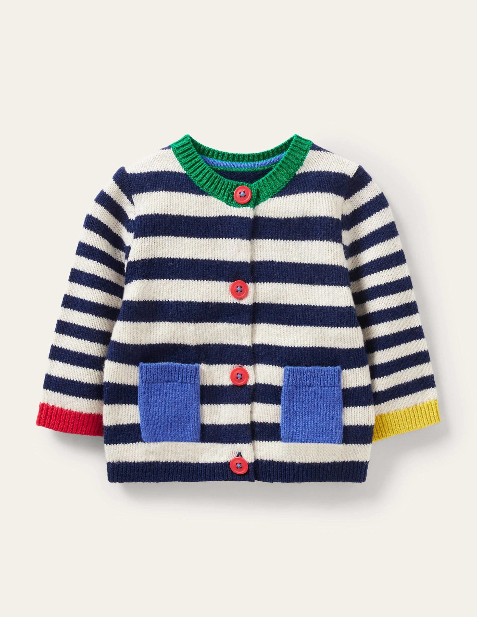 Fun Colourblock Cardigan-Starboard/Ivory Stripe-1