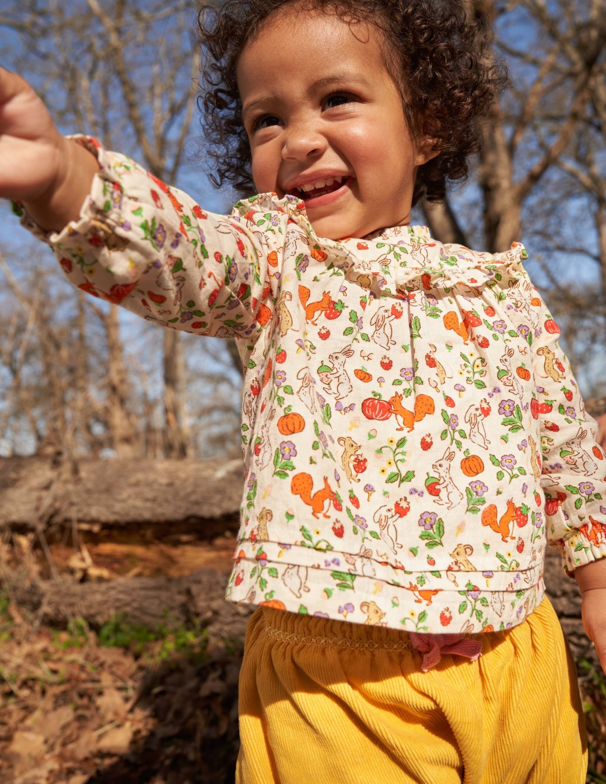 Printed Top and Bloomers-Ivory Woodland Friends-6