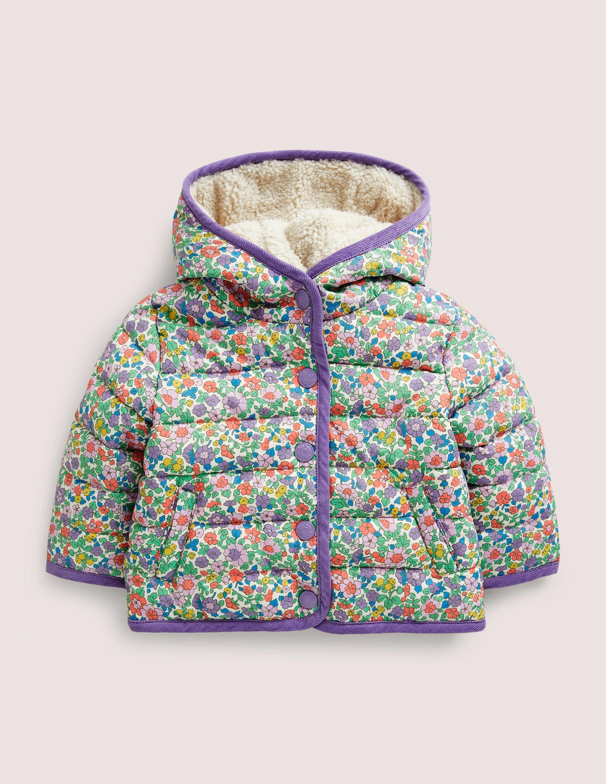 Shower Resistant Padded Jacket-Aster Purple Floral-1