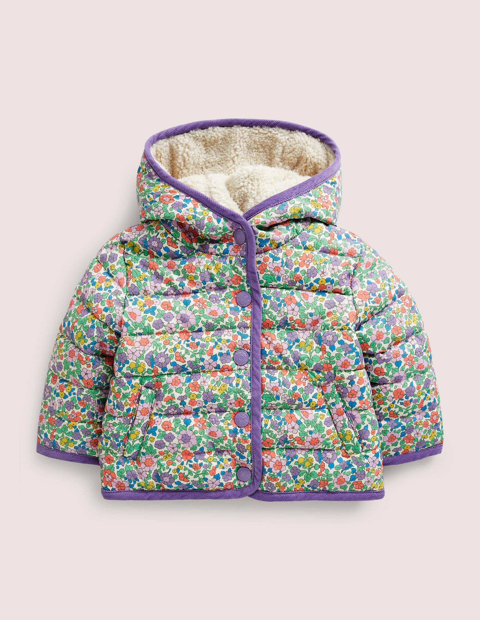 Shower Resistant Padded Jacket-Aster Purple Floral - Image 1