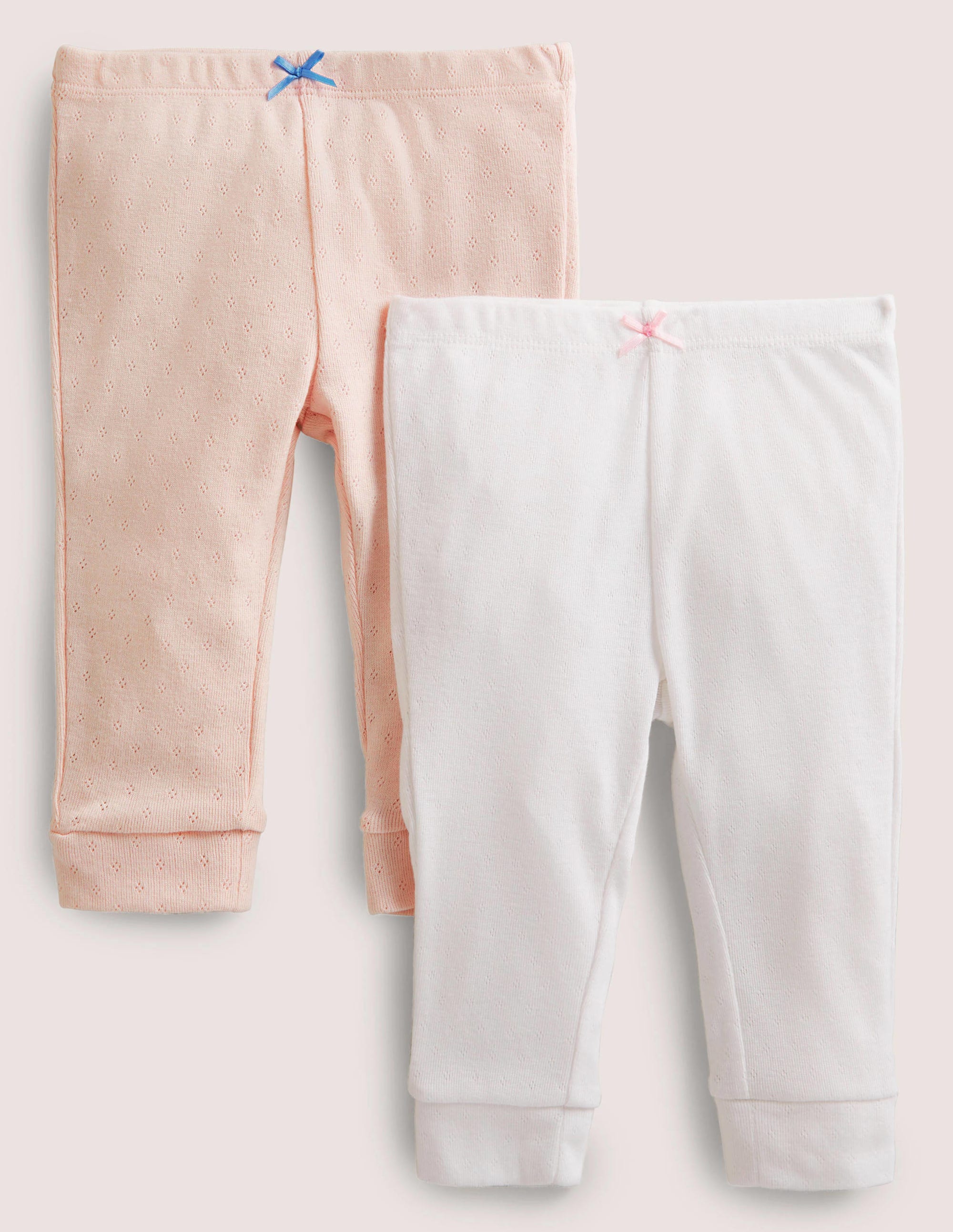 Twin Pack Pointelle Leggings-Boto Pink/Ivory - Image 1