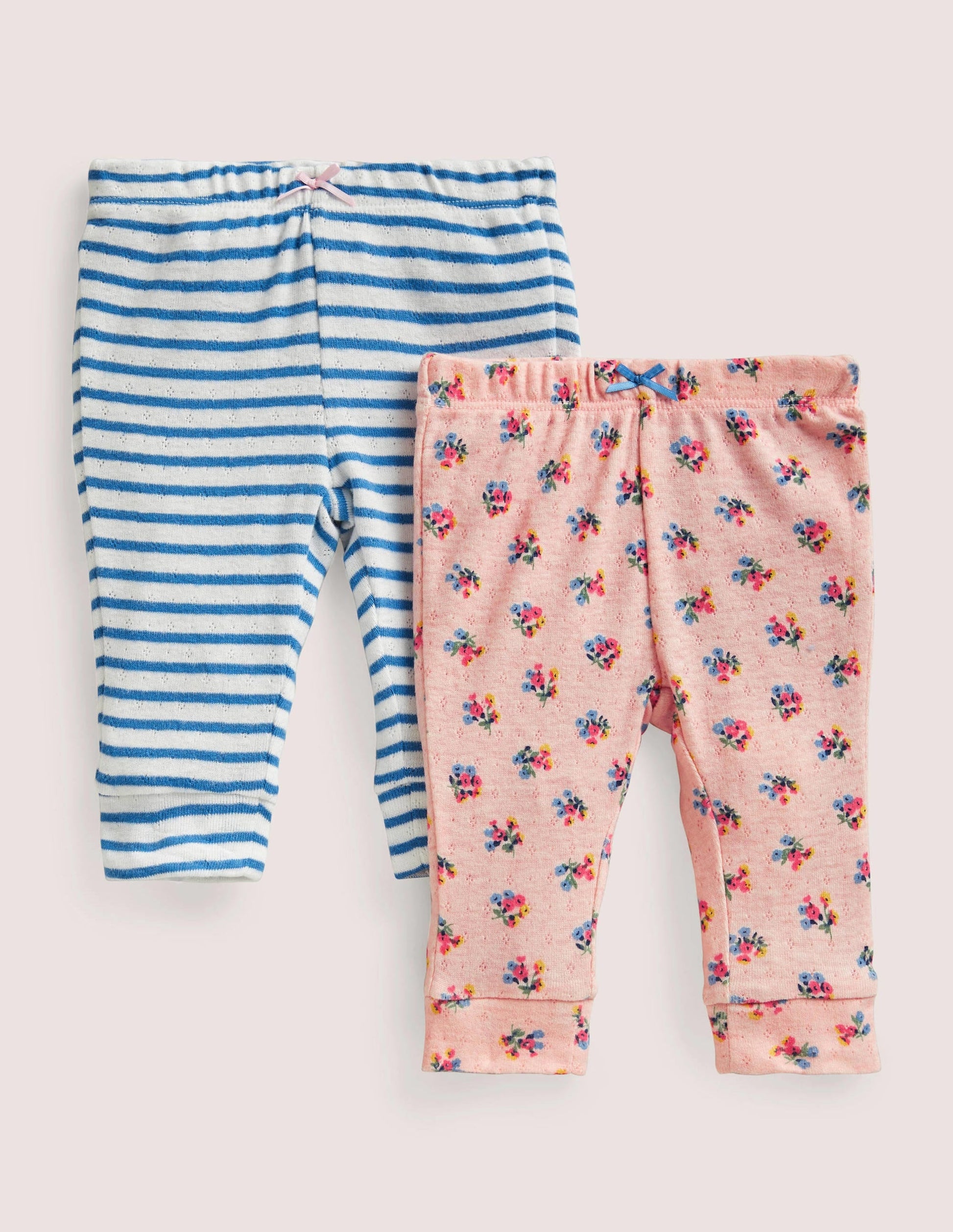 Twin Pack Pointelle Leggings-Provence Dusty Pink Floral-1