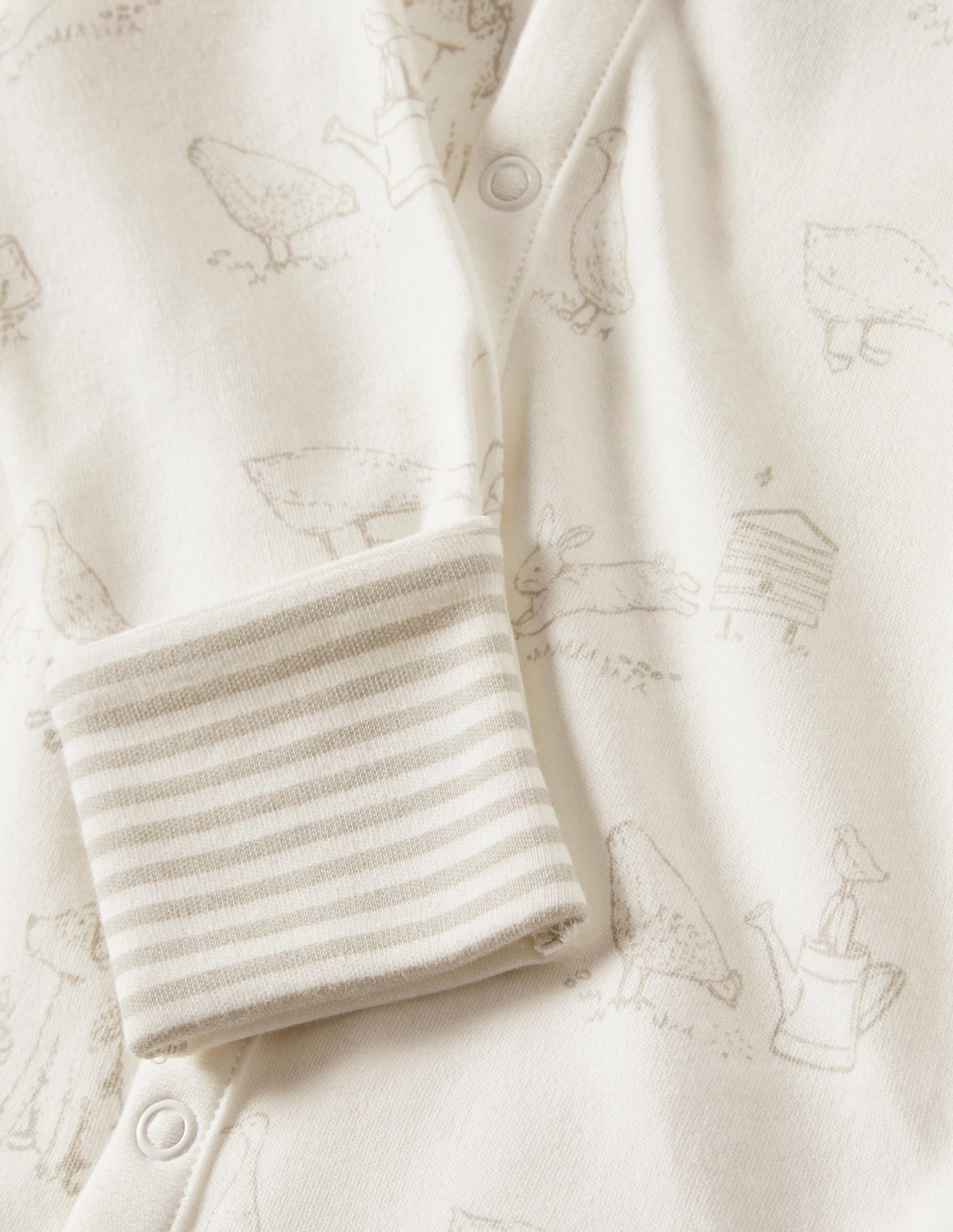 Newborn Sleepsuit & Bib Set-Ivory Farmyard - Image 3