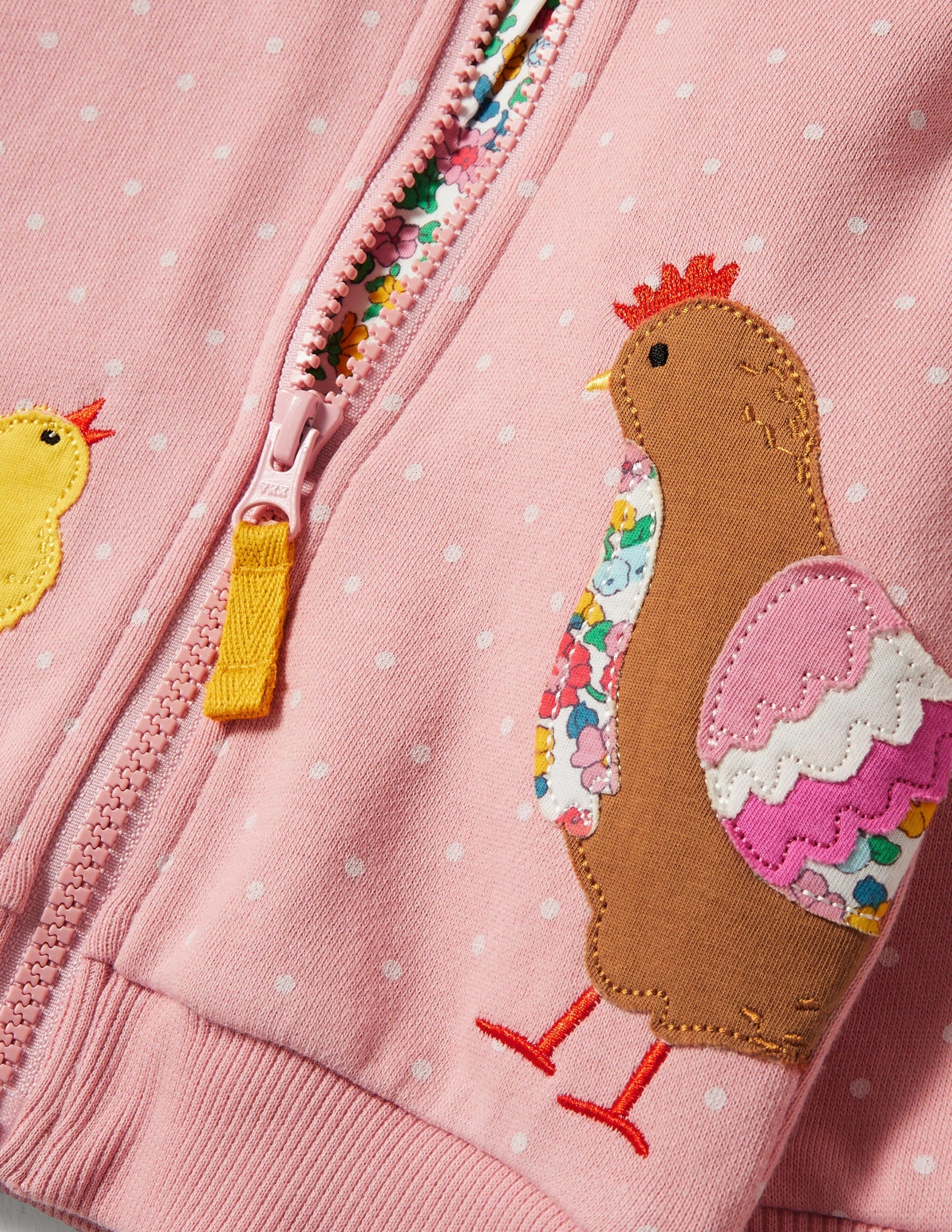 Appliqué Shaggy Hoodie-Boto Pink Chickens-3