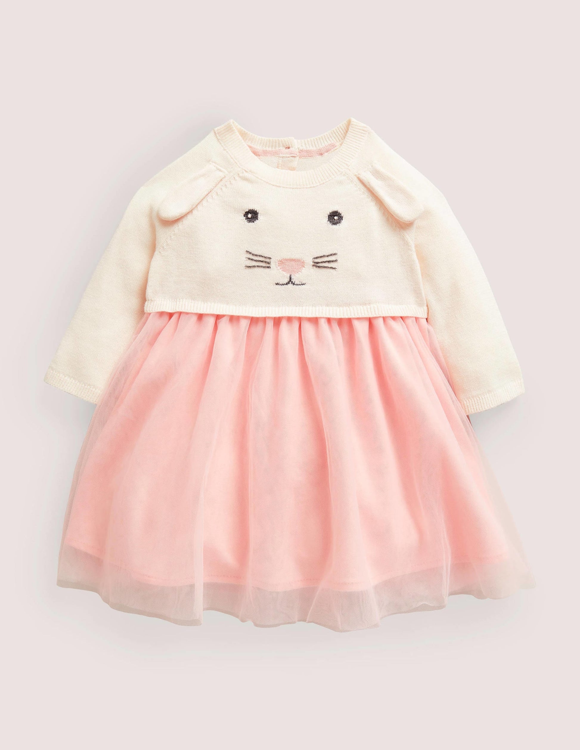 Knitted Tulle Dress-Ivory Bunny-1