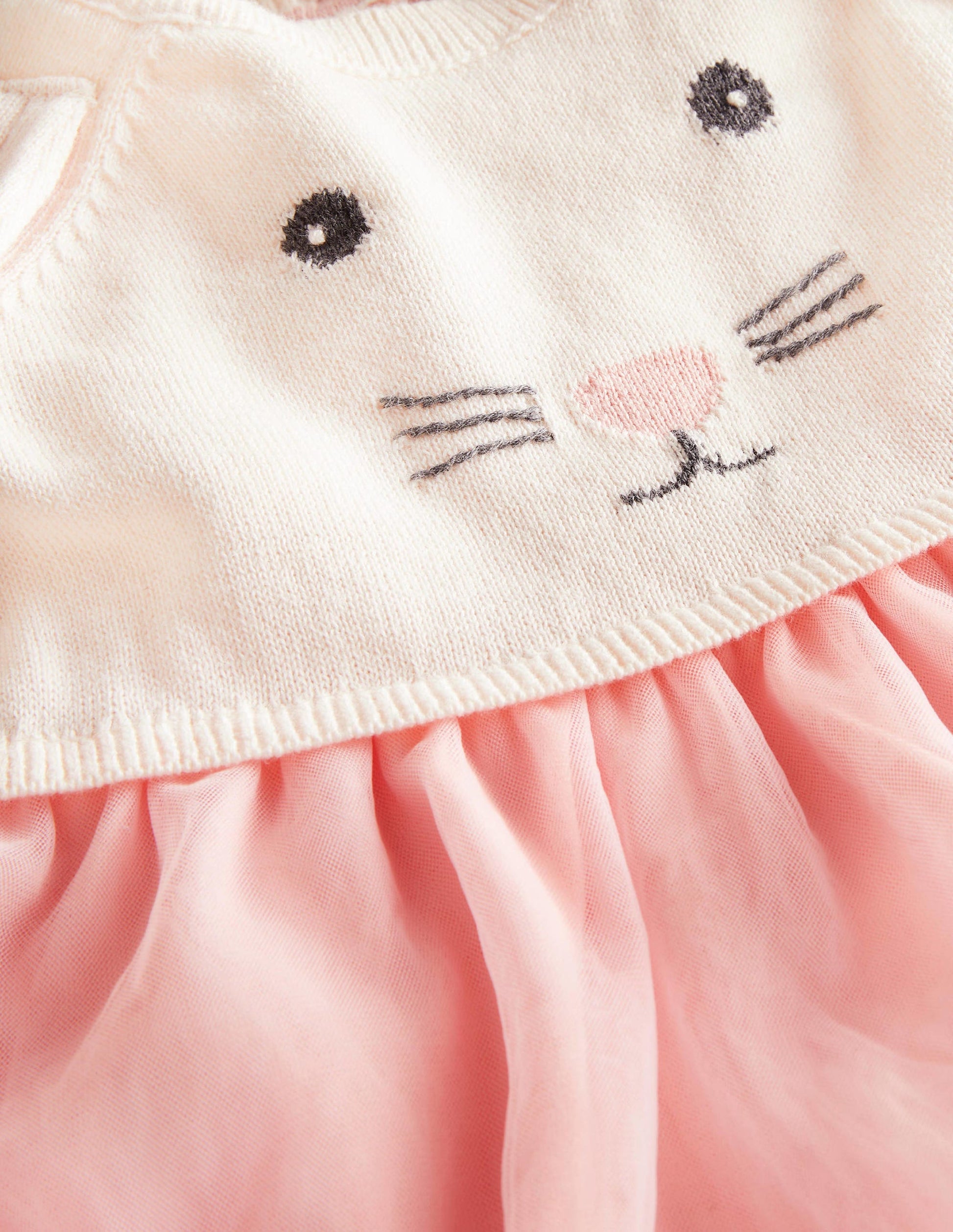 Knitted Tulle Dress-Ivory Bunny-3