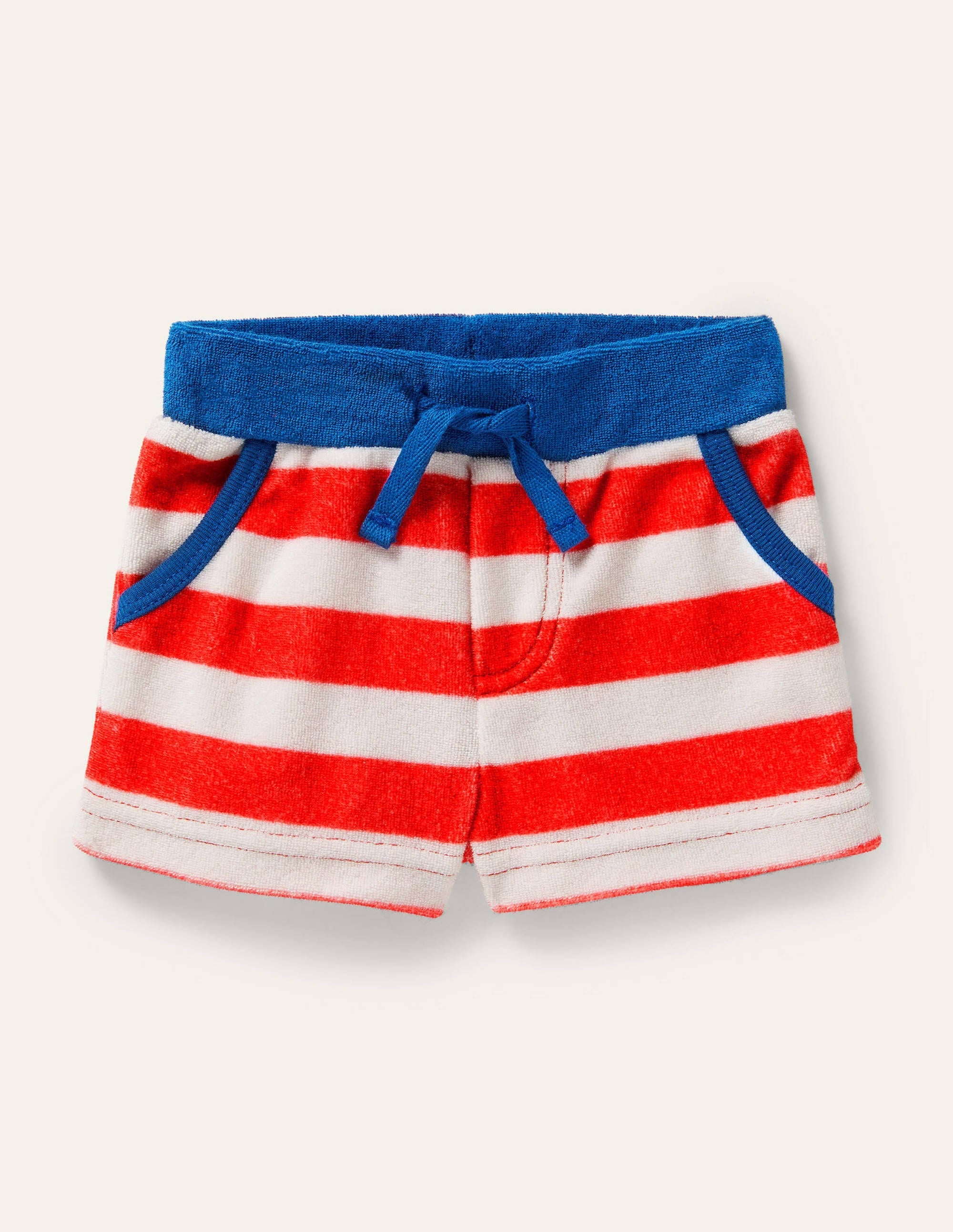 Towelling Shorts-Ivory/Firecracker - Image 1