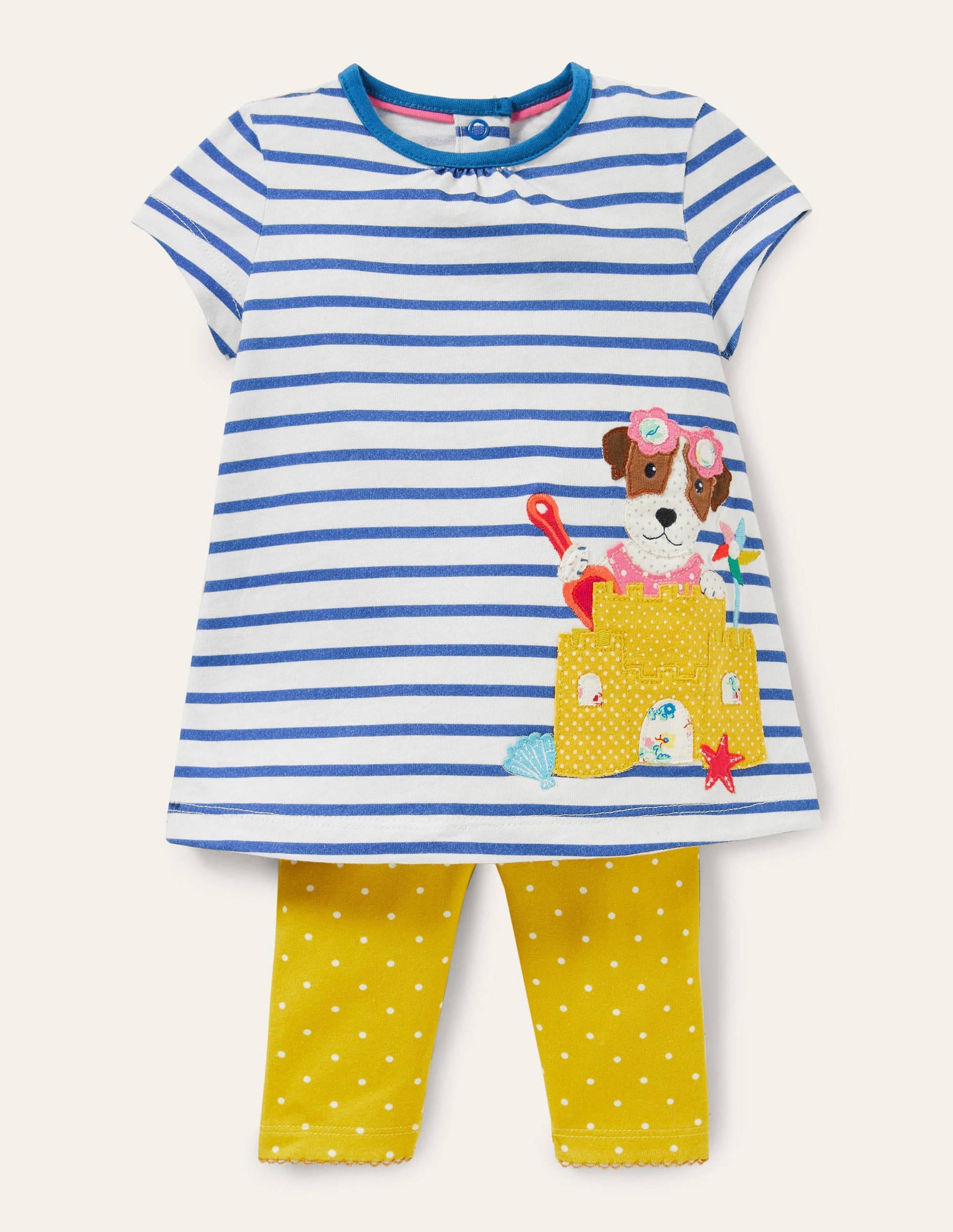Dress and Leggings Playset-Ivory/Blue Sprout Sandcastle-1