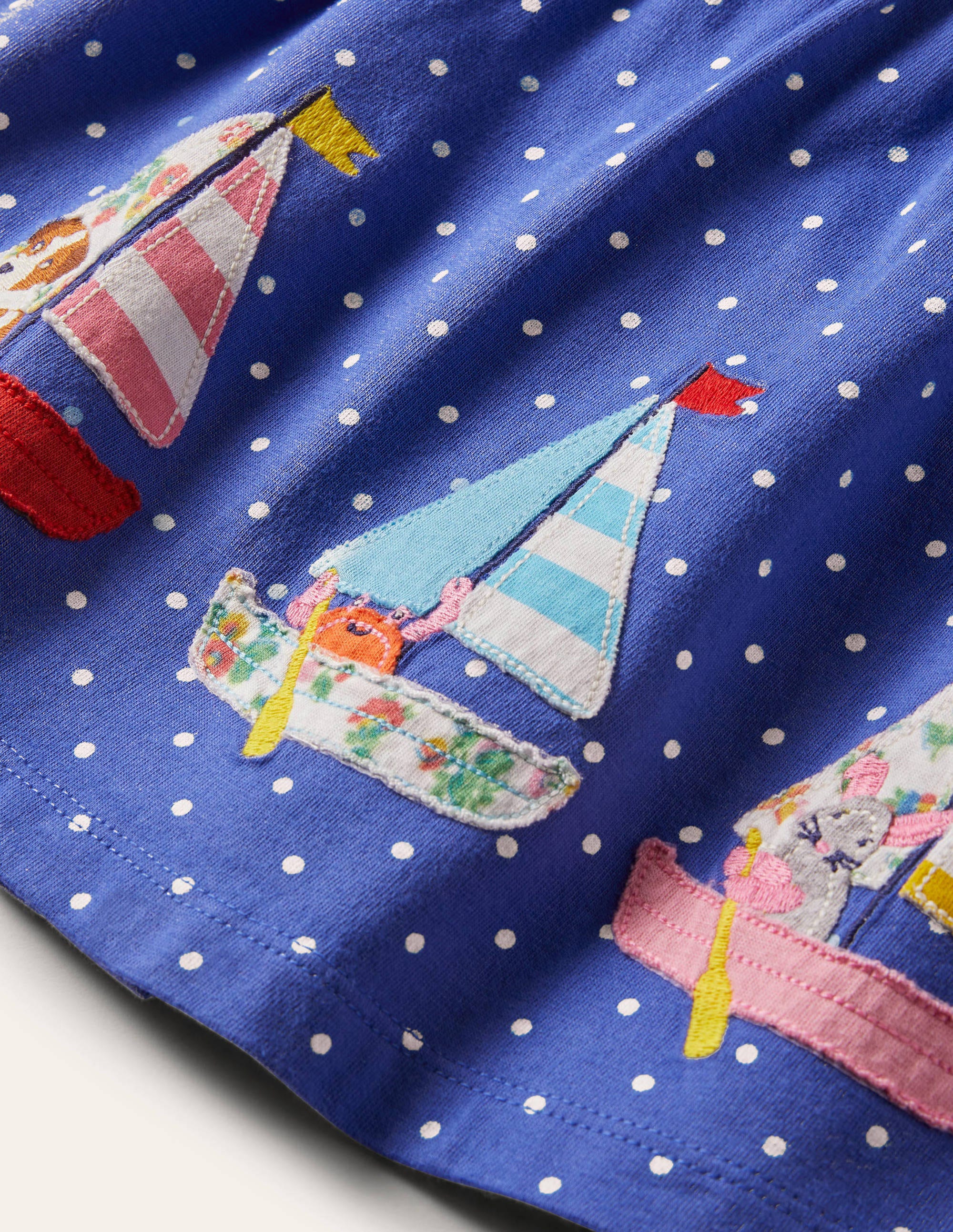 Sailor Dress-Bluebell Blue Pin Spot Boats - Image 3