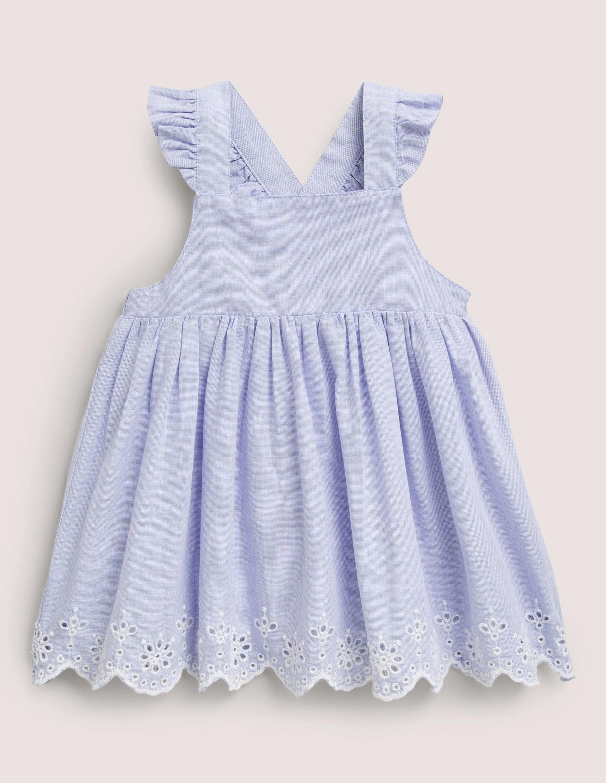 Woven Embroidered Pinnie-Light Chambray-1