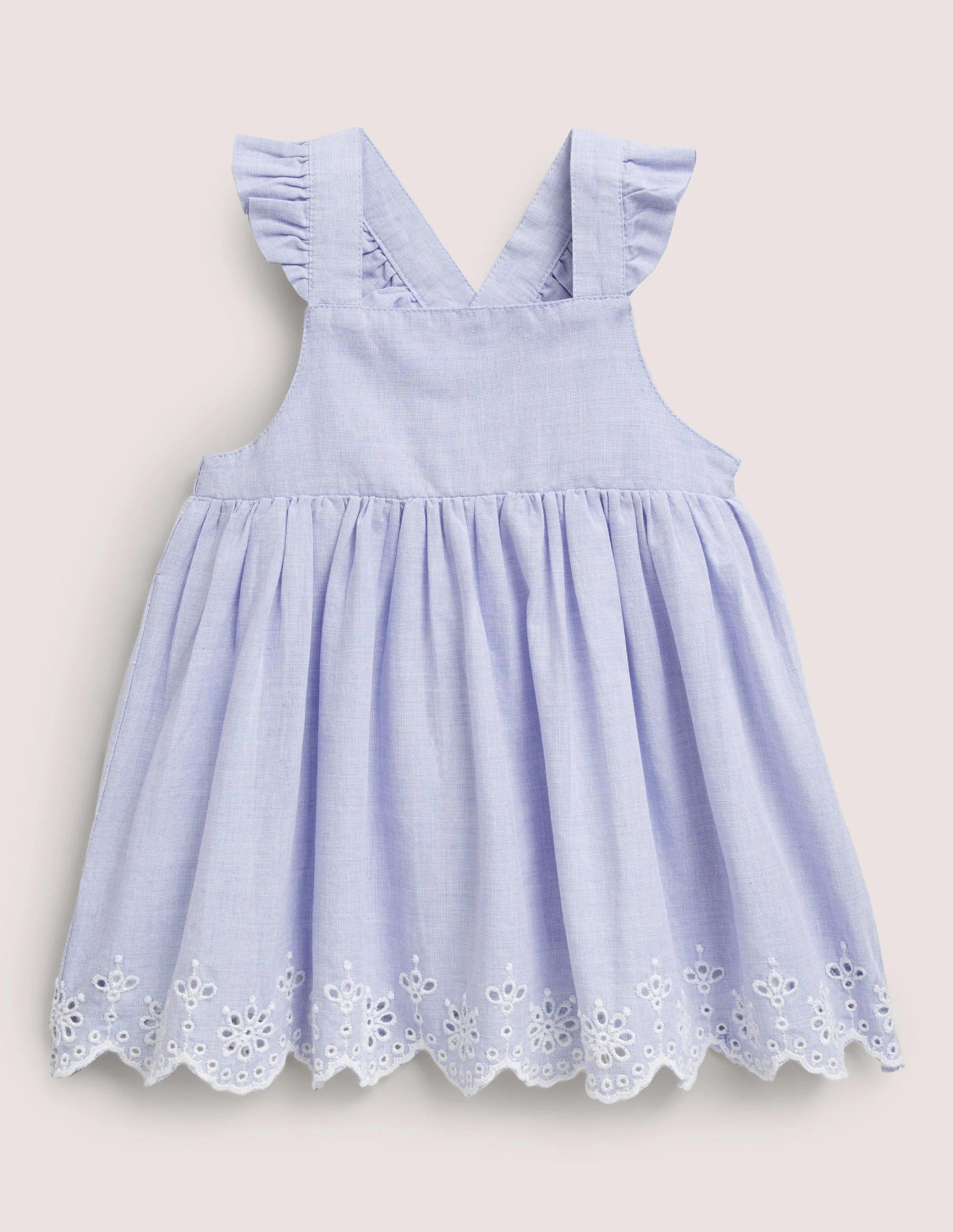 Woven Embroidered Pinnie-Light Chambray - Image 1