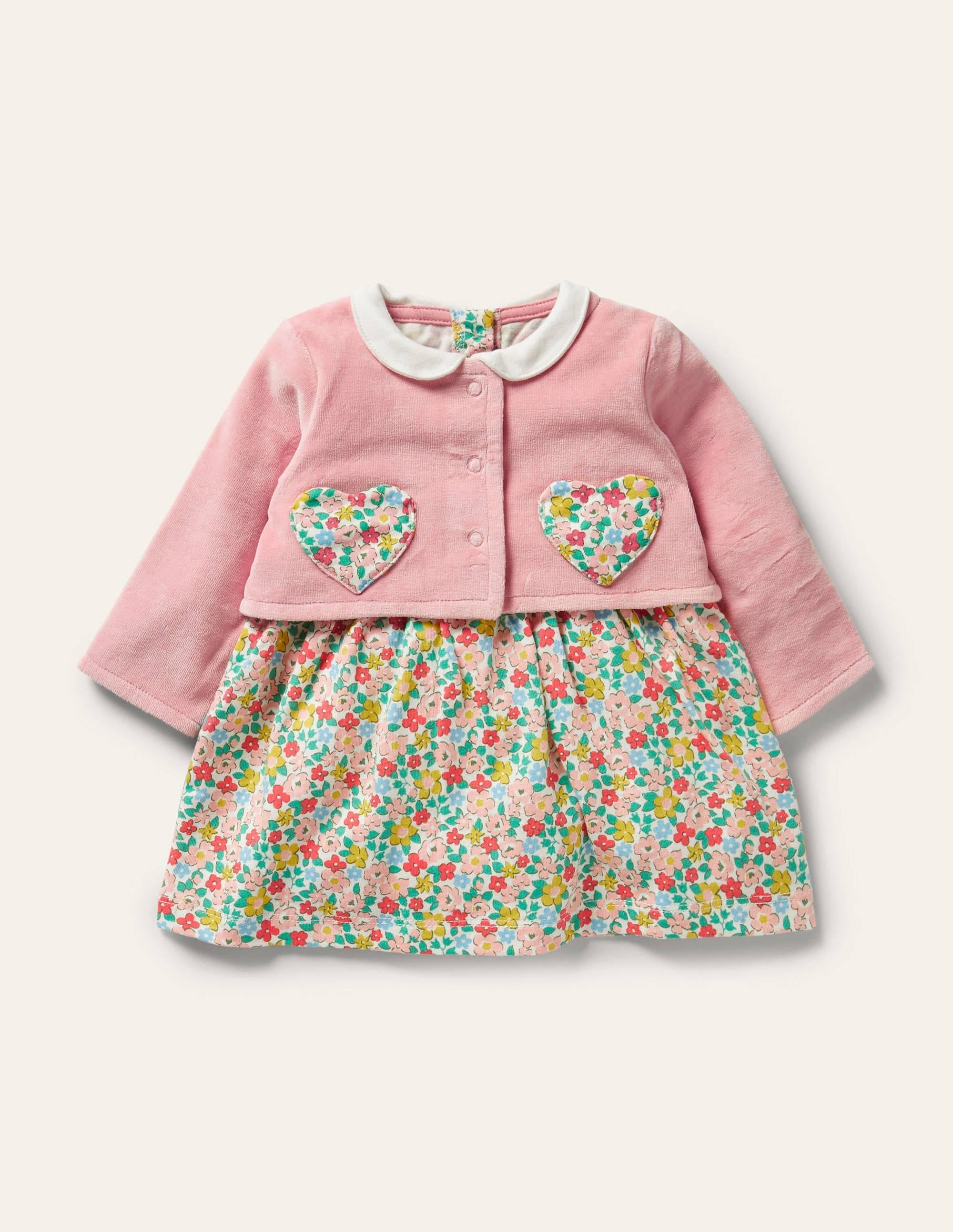 Jersey Dress and Jacket Set-Boto Pink Spring Floral - Image 1