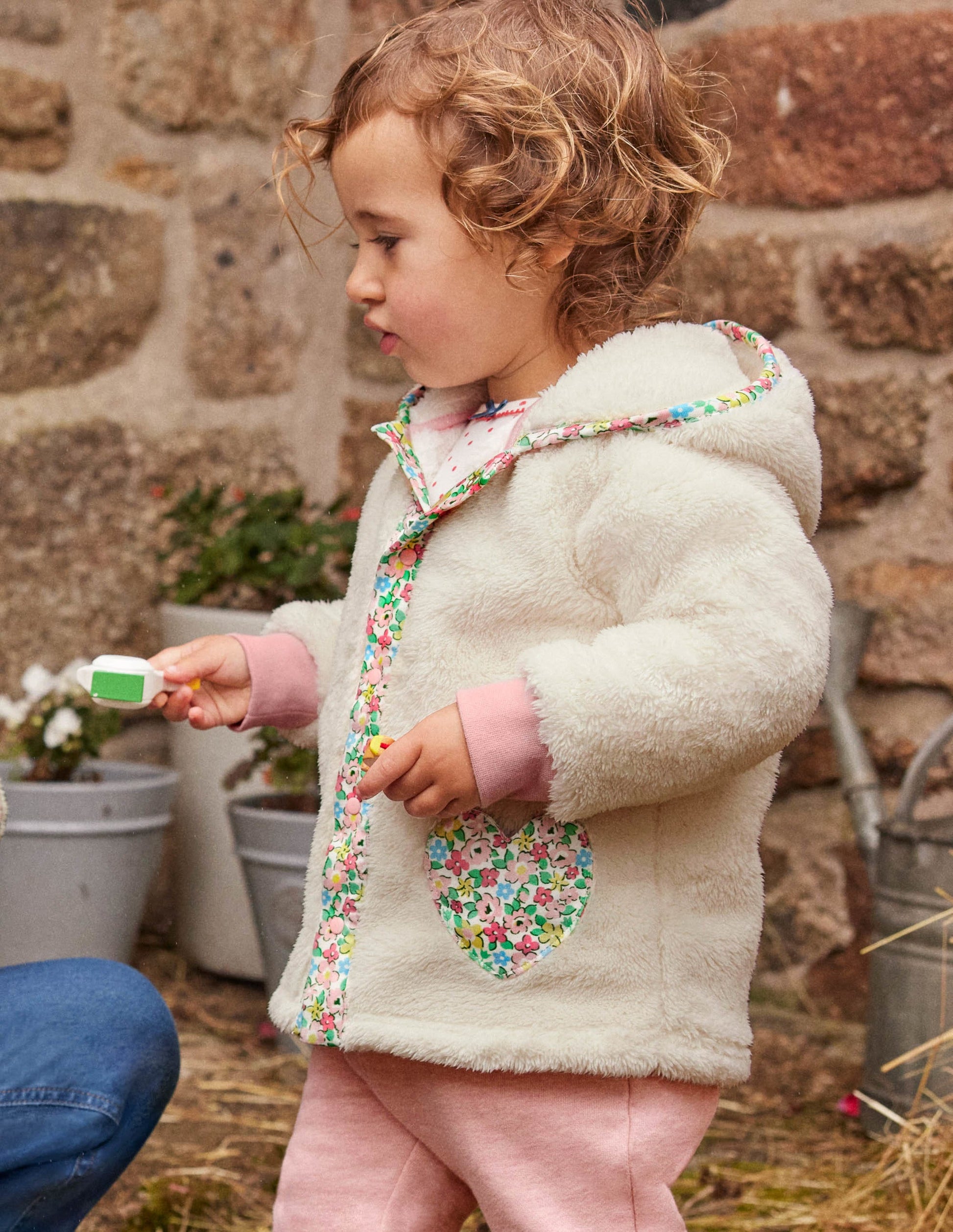 Heart Pocket Teddy Jacket-Oatmeal-3