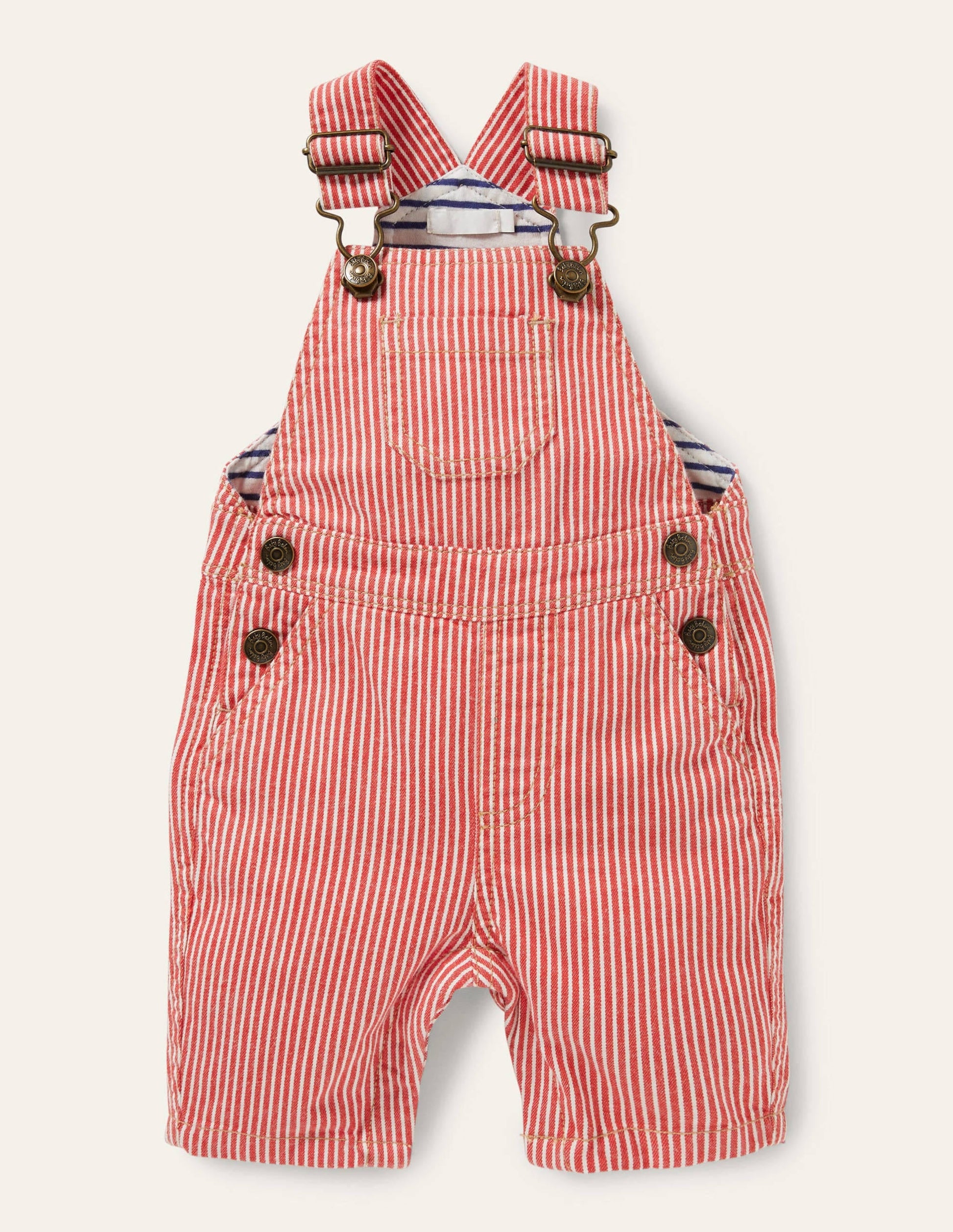 Patch Pocket Dungarees-Fire Red Ticking-1