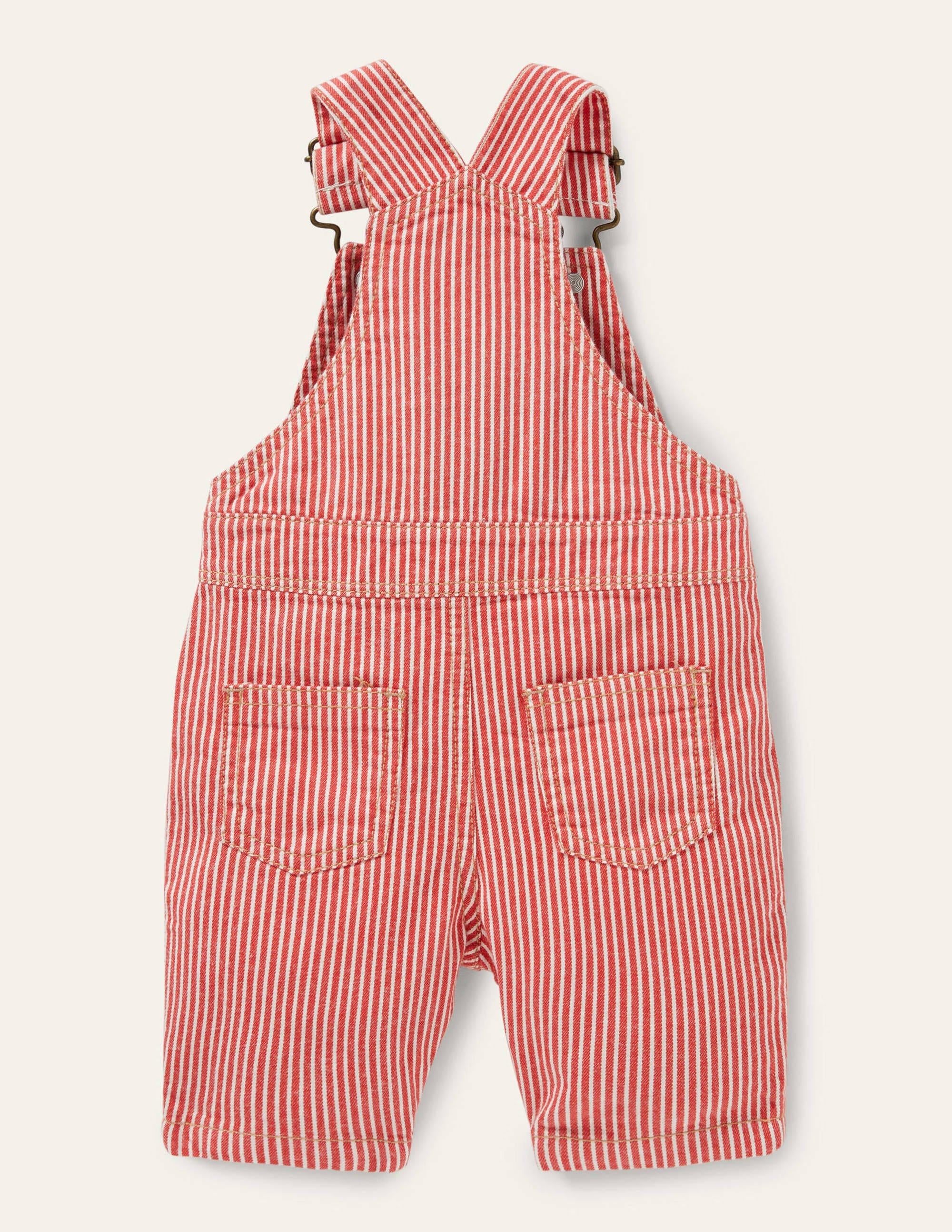 Patch Pocket Dungarees-Fire Red Ticking - Image 2
