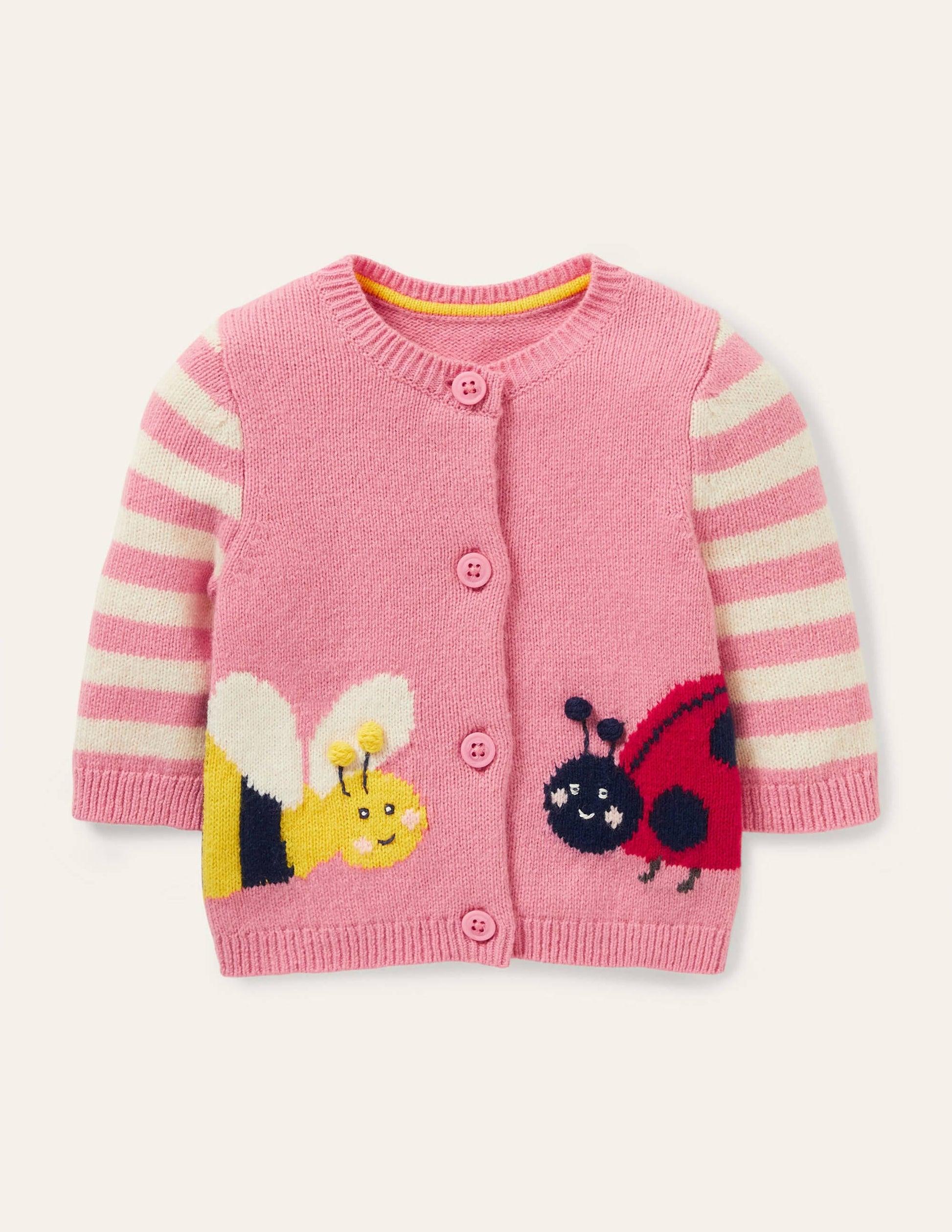 Fun Embroidered Cardigan-Pink Lemonade, Ladybird-1