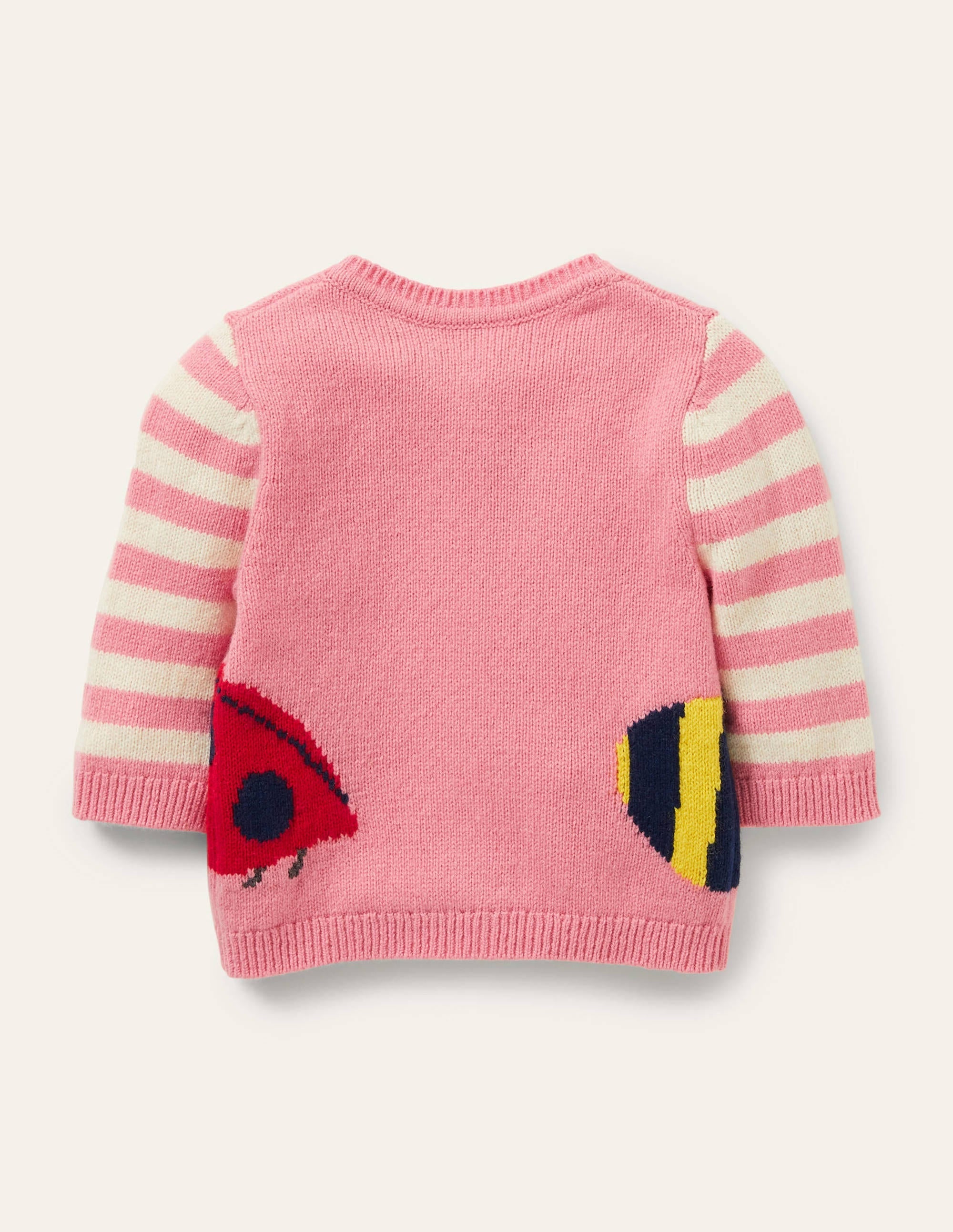 Fun Embroidered Cardigan-Pink Lemonade, Ladybird - Image 2