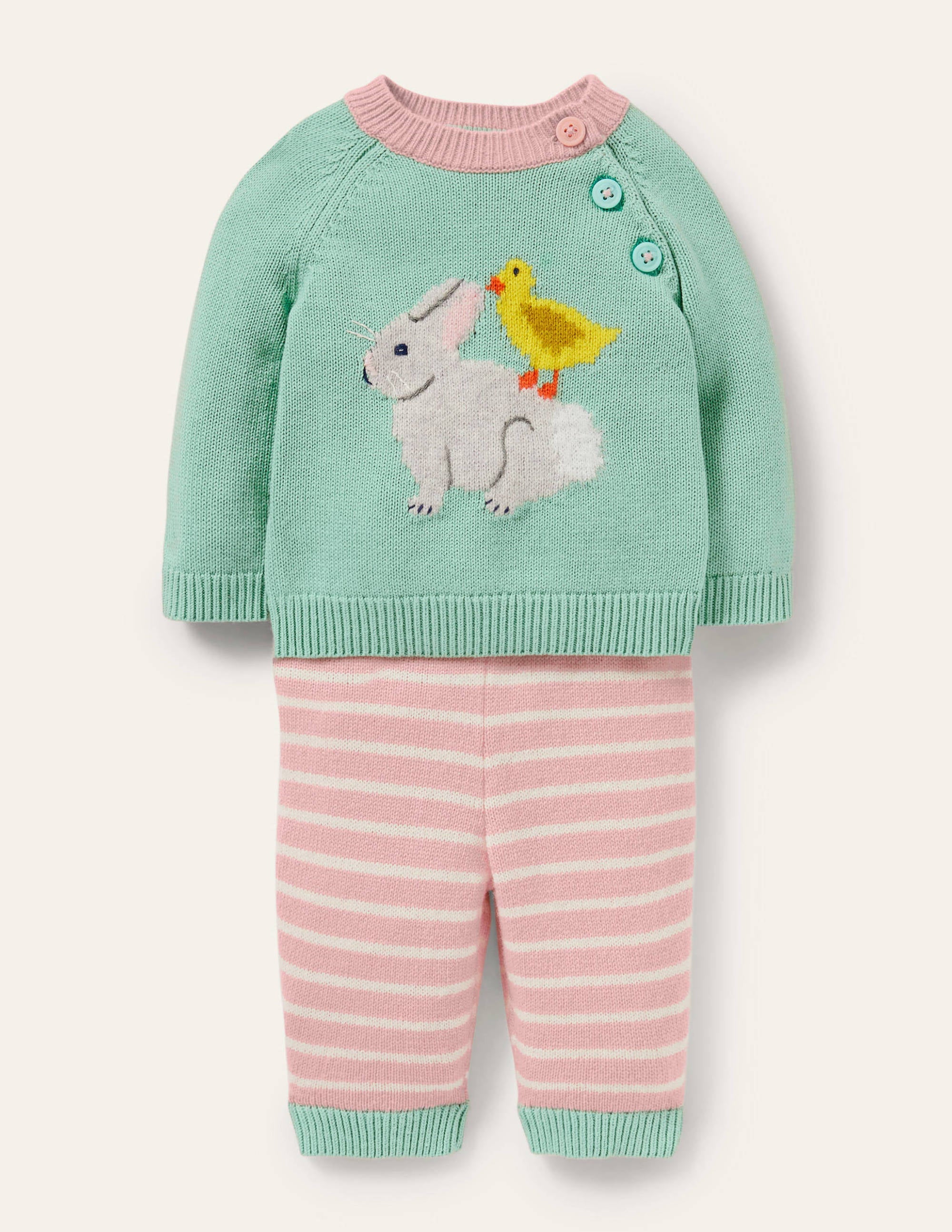 Fun Knitted Playset-Fountain Green Bunny - Image 1