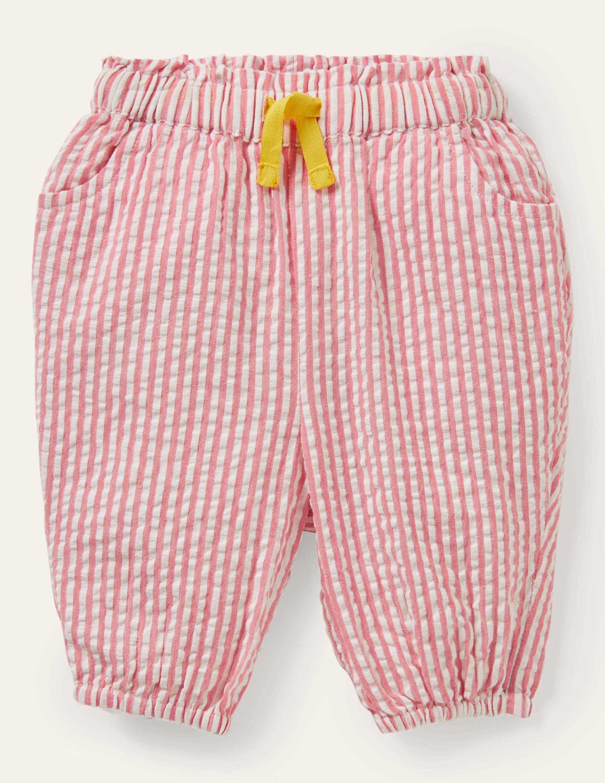 Woven Paperbag Trousers-Ivory/Boto Pink Ticking - Image 1