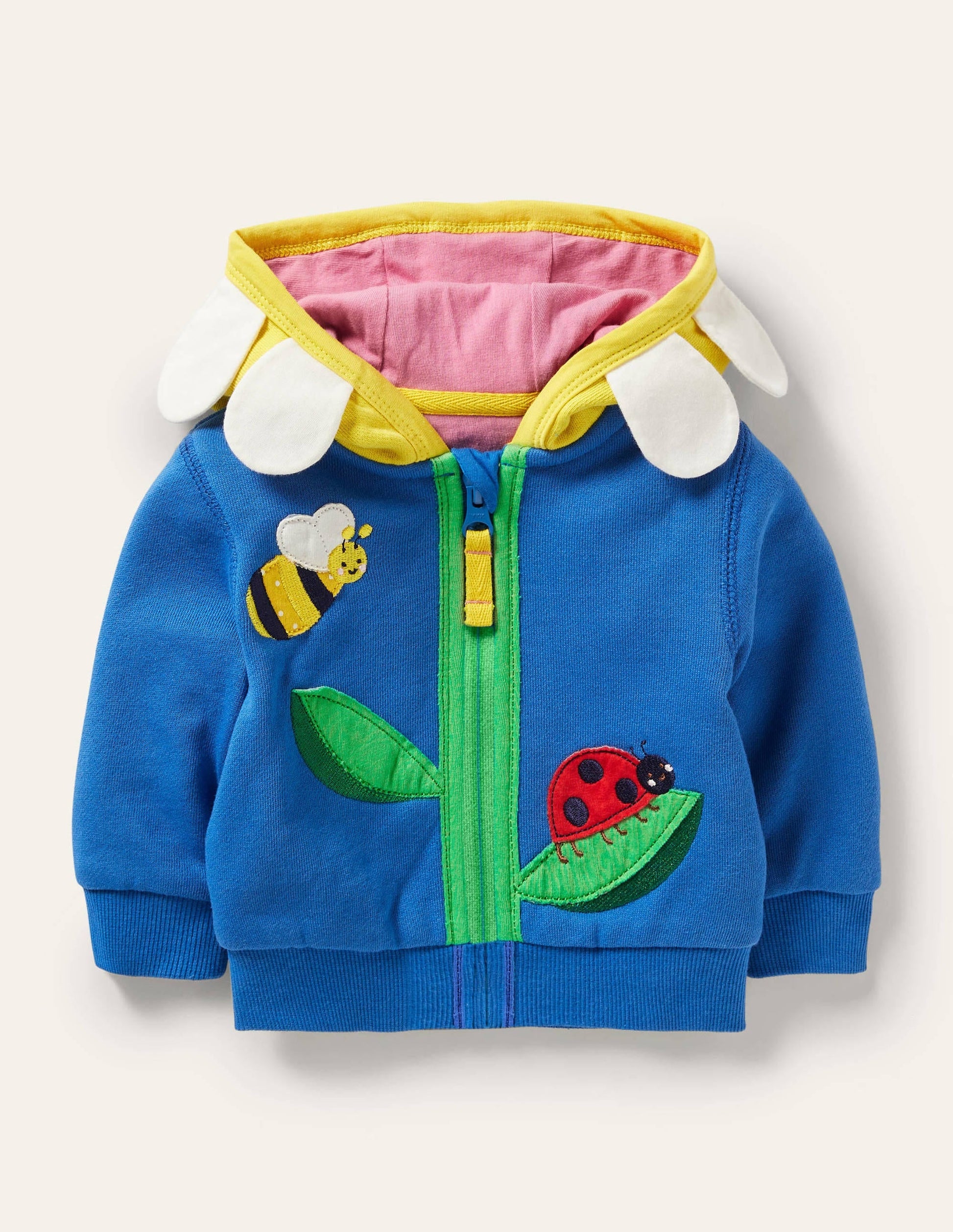 Appliqué Hoodie-Blue Flower-1