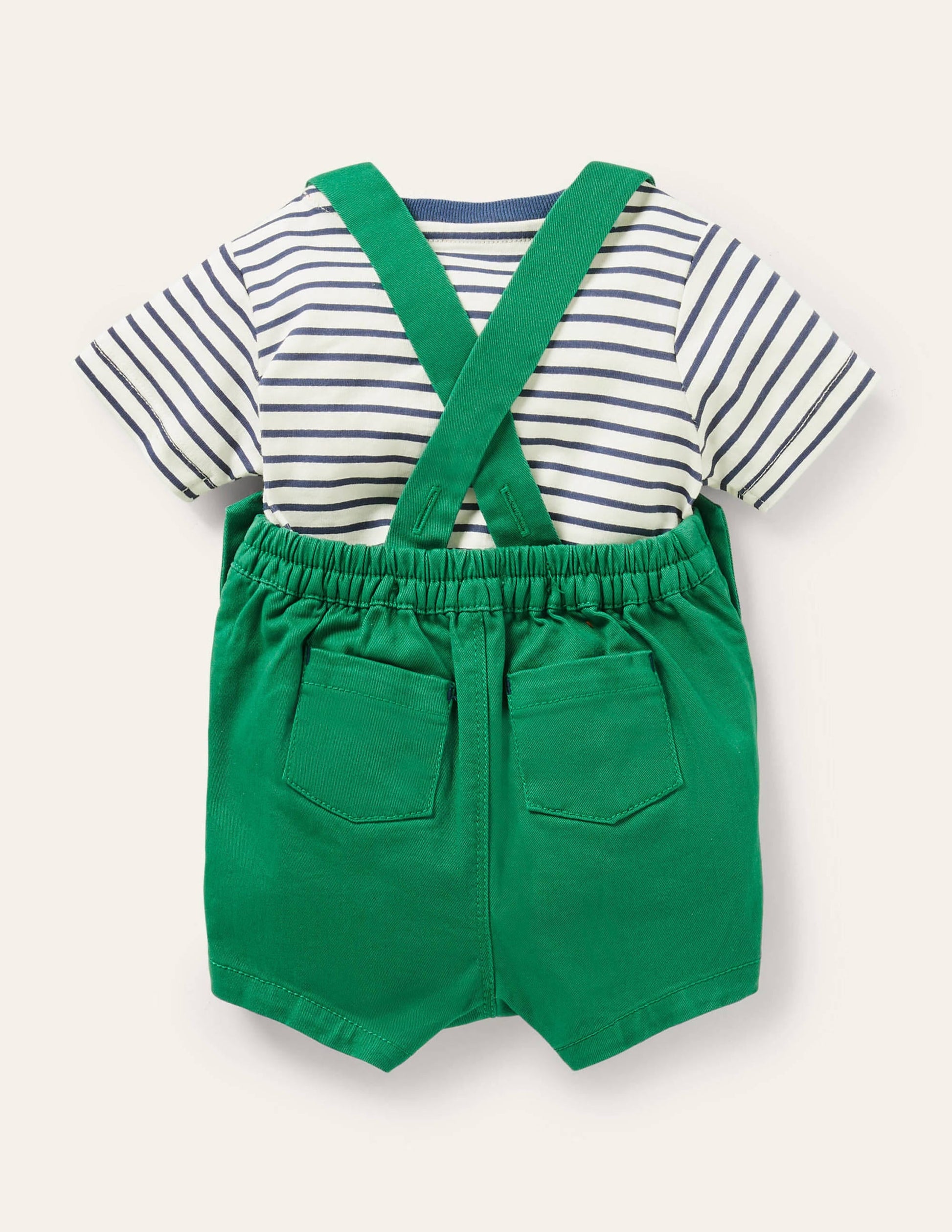 Dinosaur Dungaree Set-Highland Green Dinosaur-2