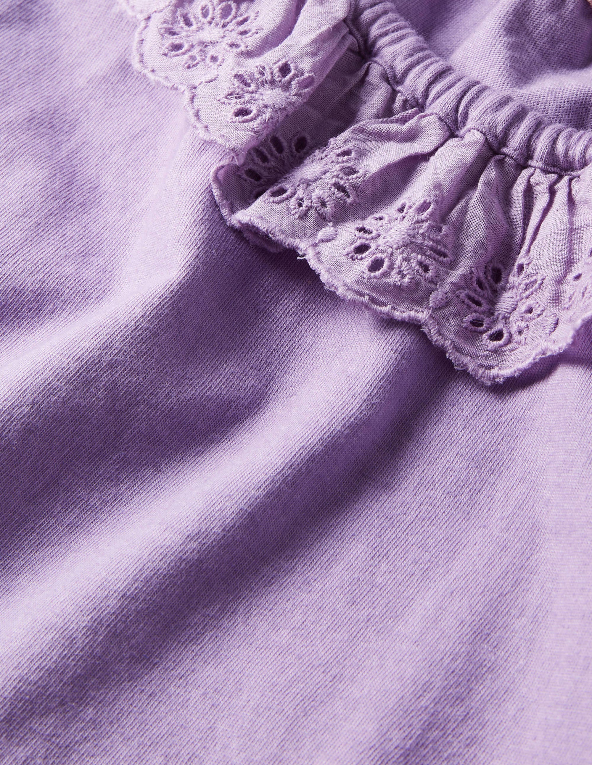 Broderie Collar Jersey Top-Aster Purple - Image 3