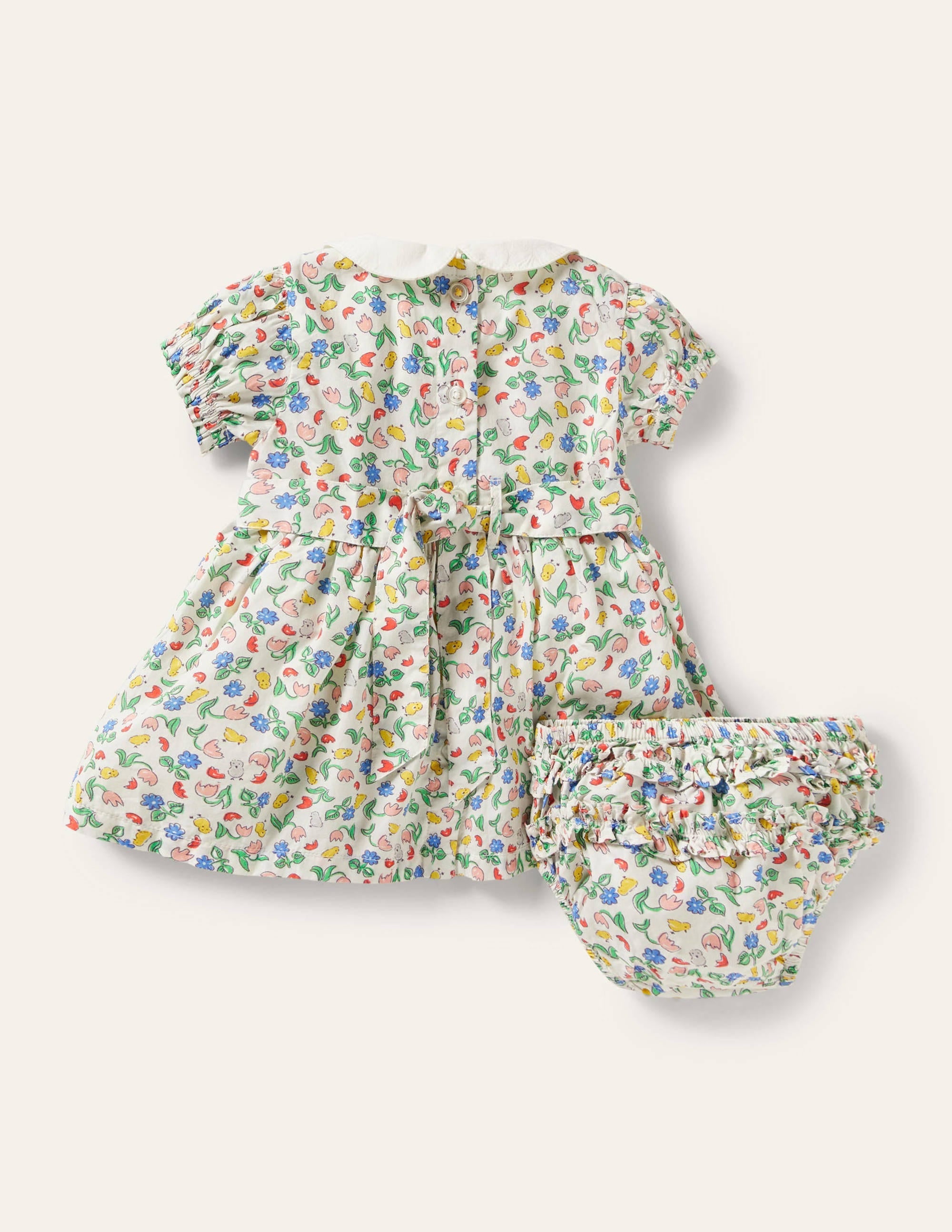 Puff Sleeve Nostalgic Dress-Ivory Baby Chicks - Image 2