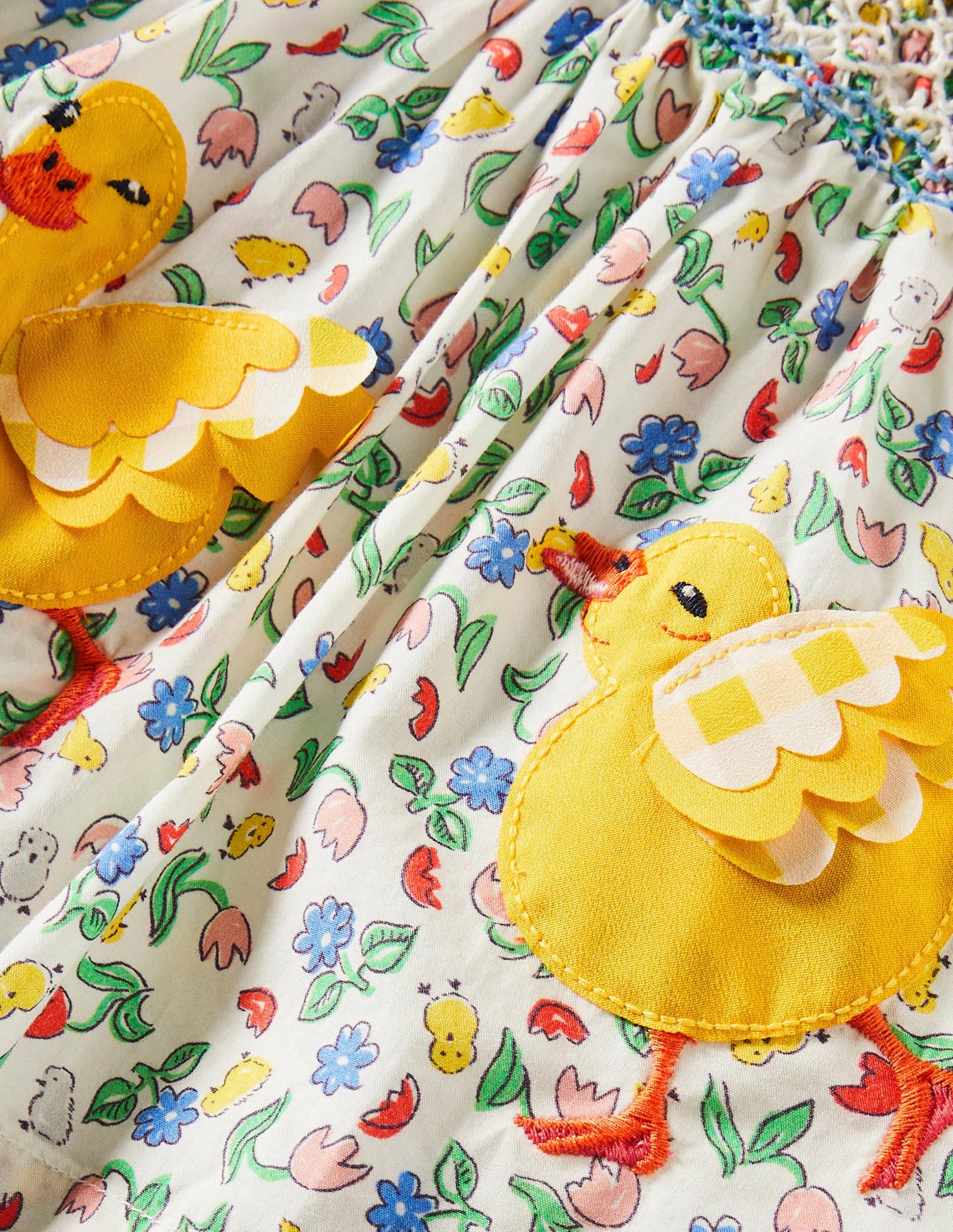 Puff Sleeve Nostalgic Dress-Ivory Baby Chicks-3