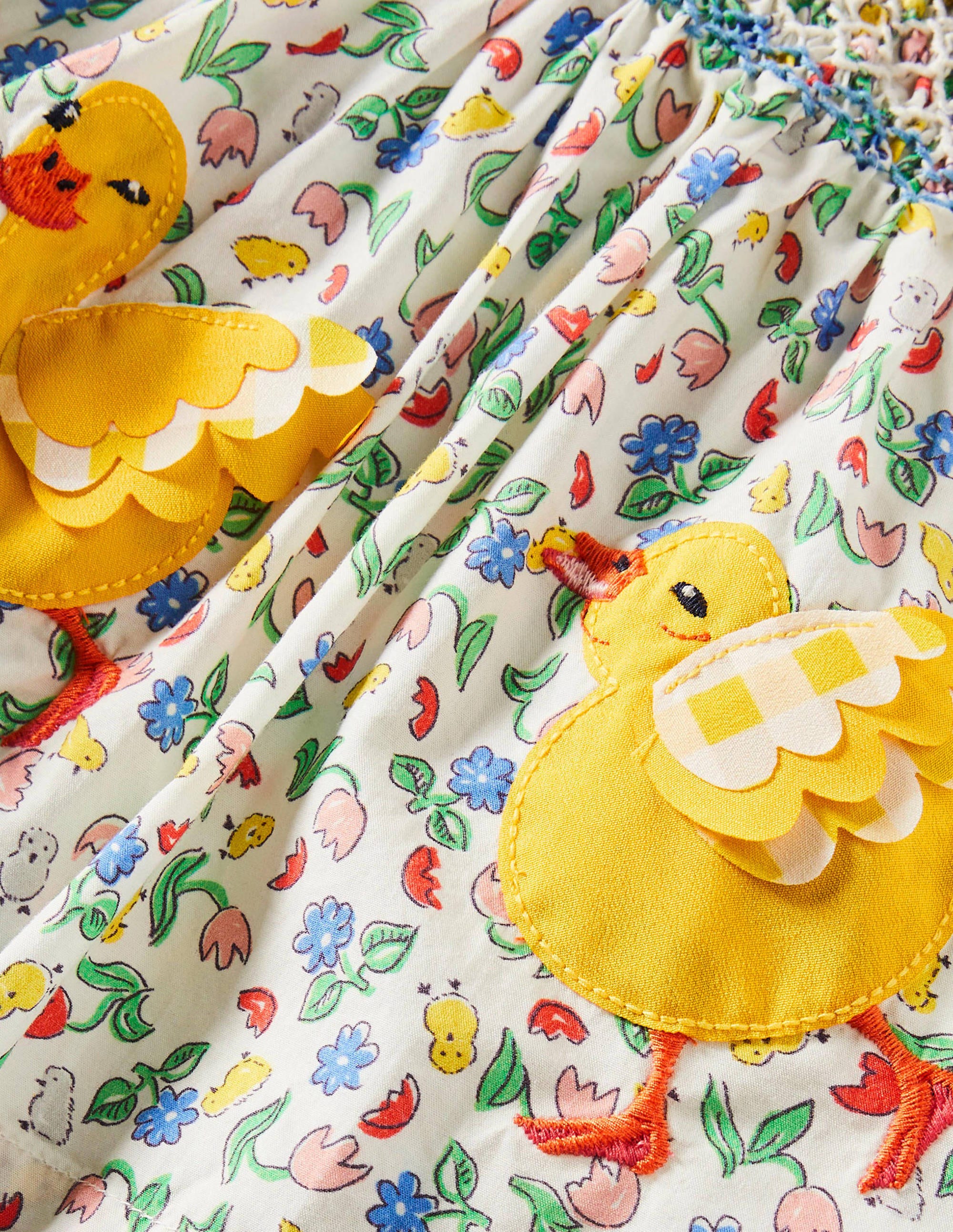 Puff Sleeve Nostalgic Dress-Ivory Baby Chicks - Image 3