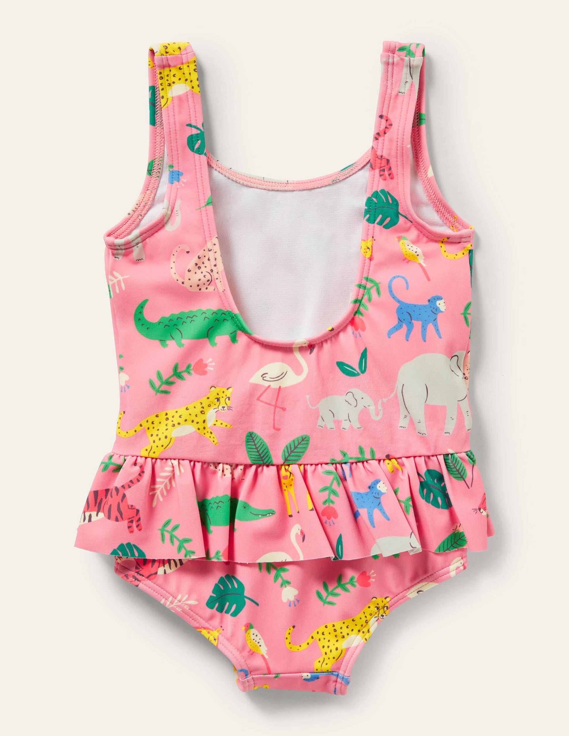 Pretty Frill Waist Swimsuit-Pink Lemonade Jungle Stamp-2