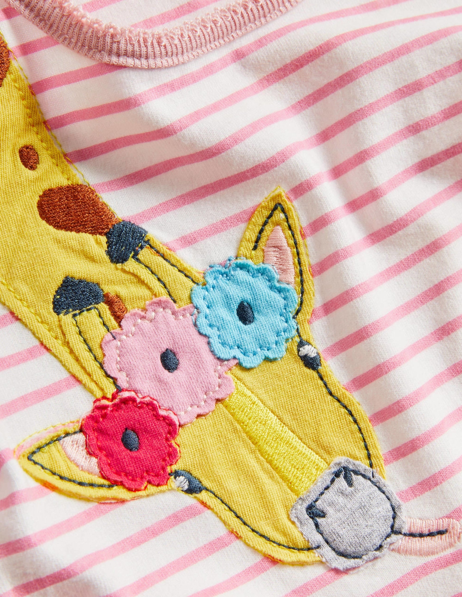 Appliqué Jersey Romper-Rainbow Animals-3