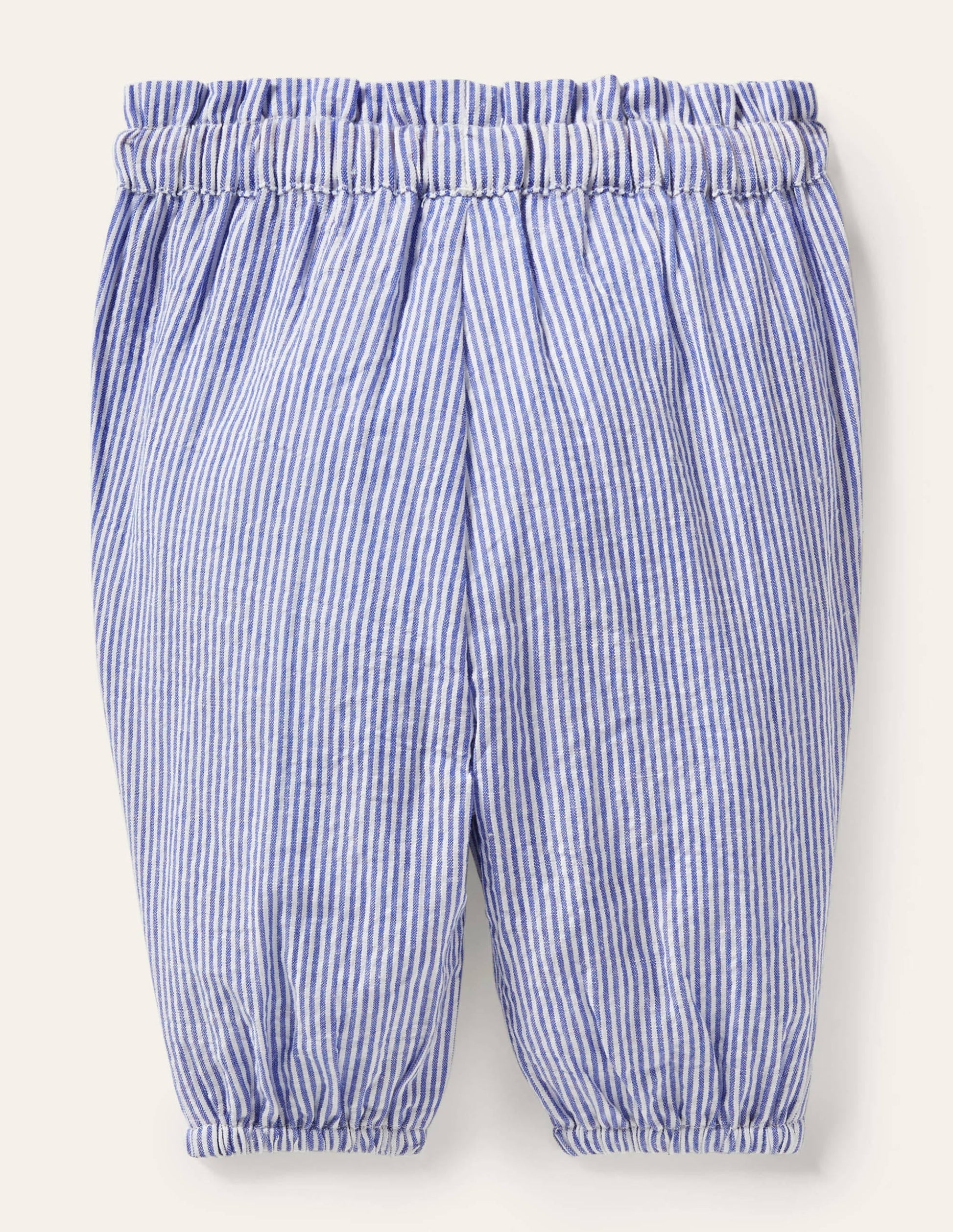 Woven Paperbag Trousers-Ivory/Bright Bluebell Ticking-2