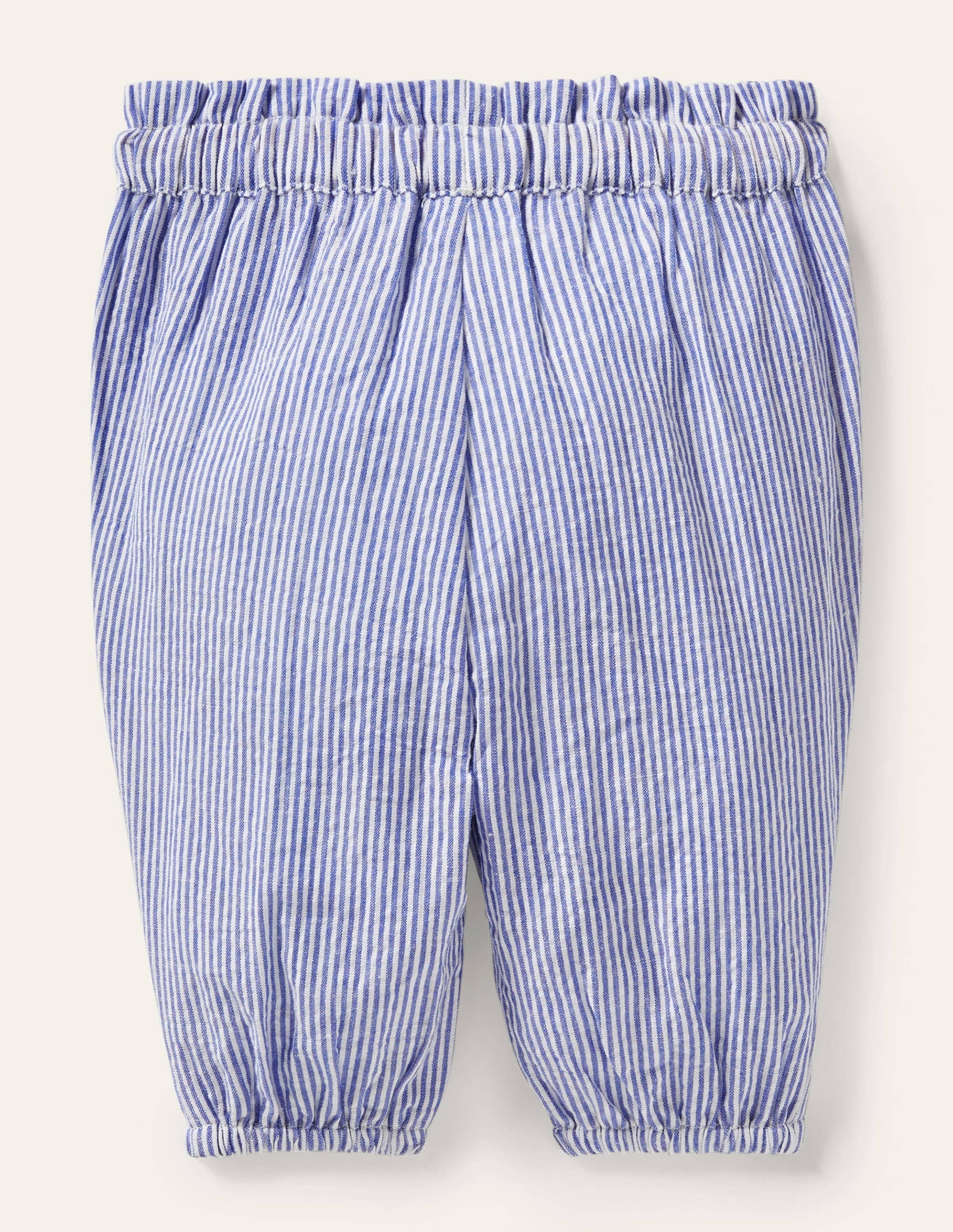 Woven Paperbag Trousers-Ivory/Bright Bluebell Ticking - Image 2