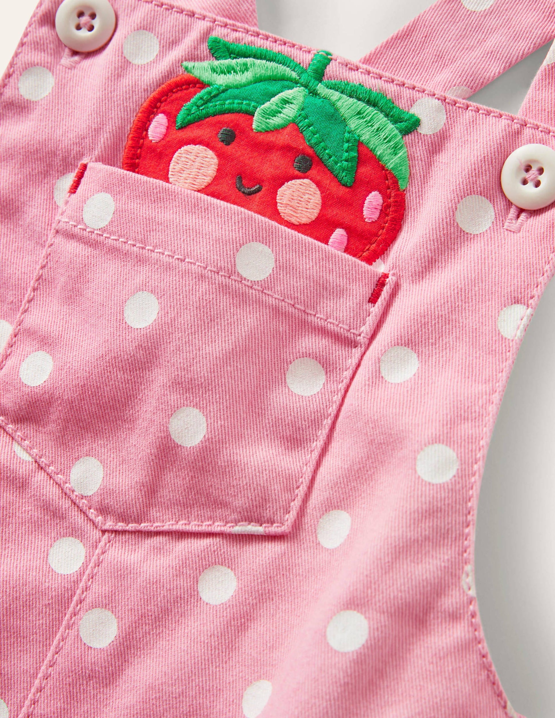 Short Woven Dungarees-Pink Spot Fruit-3