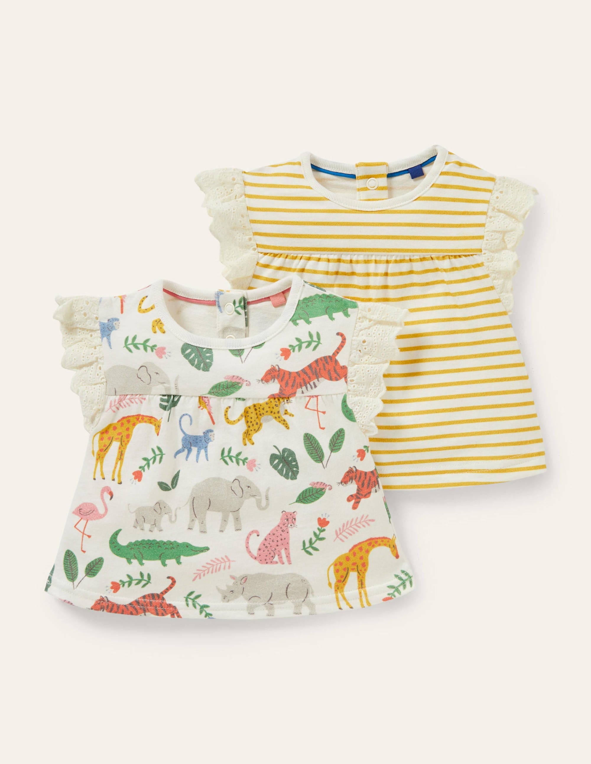 Twin Pack T-Shirts-Ivory Jungle Stamp - Image 1