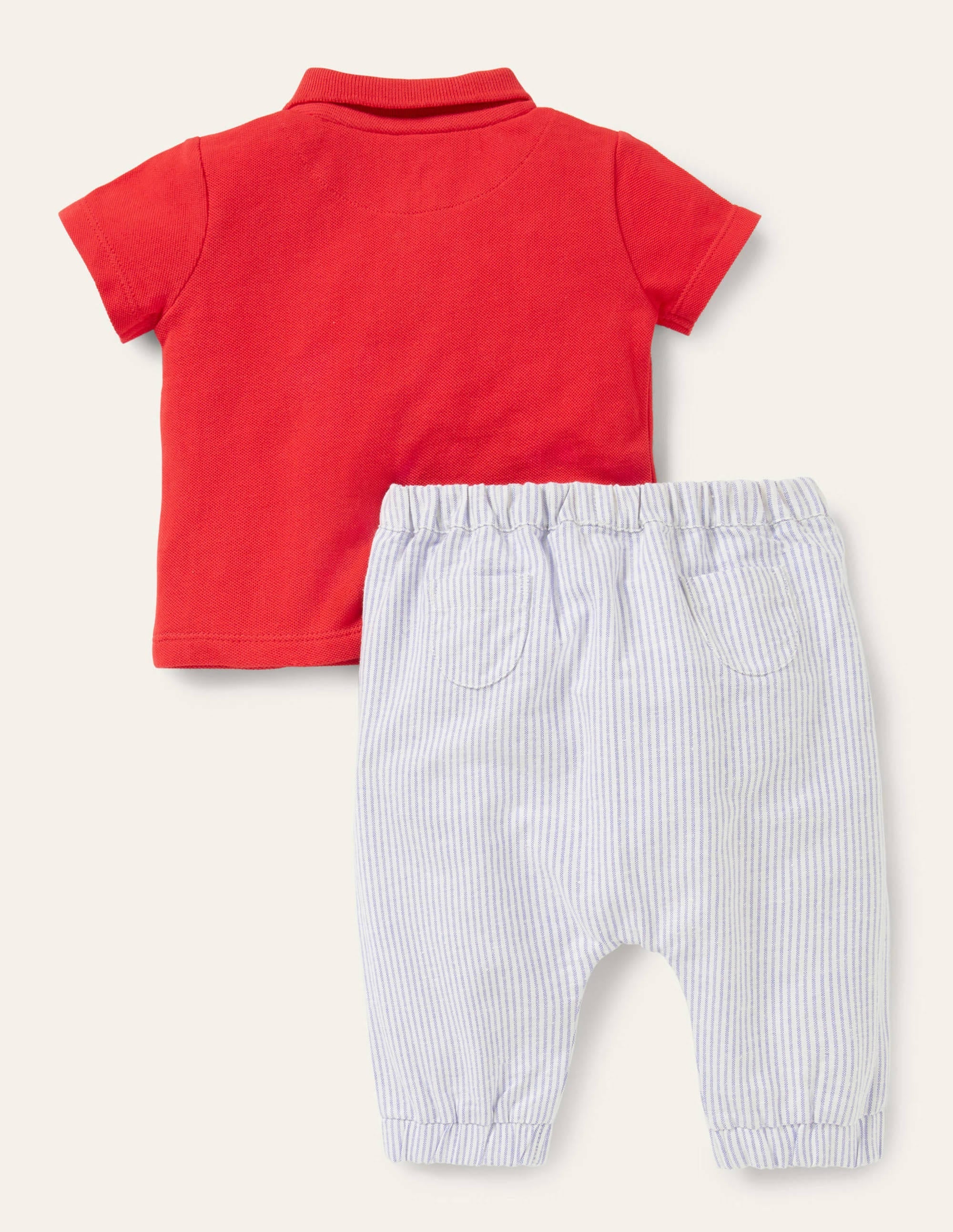 Piqué Polo and Trousers Set-Strawberry Tart Elephant - Image 2