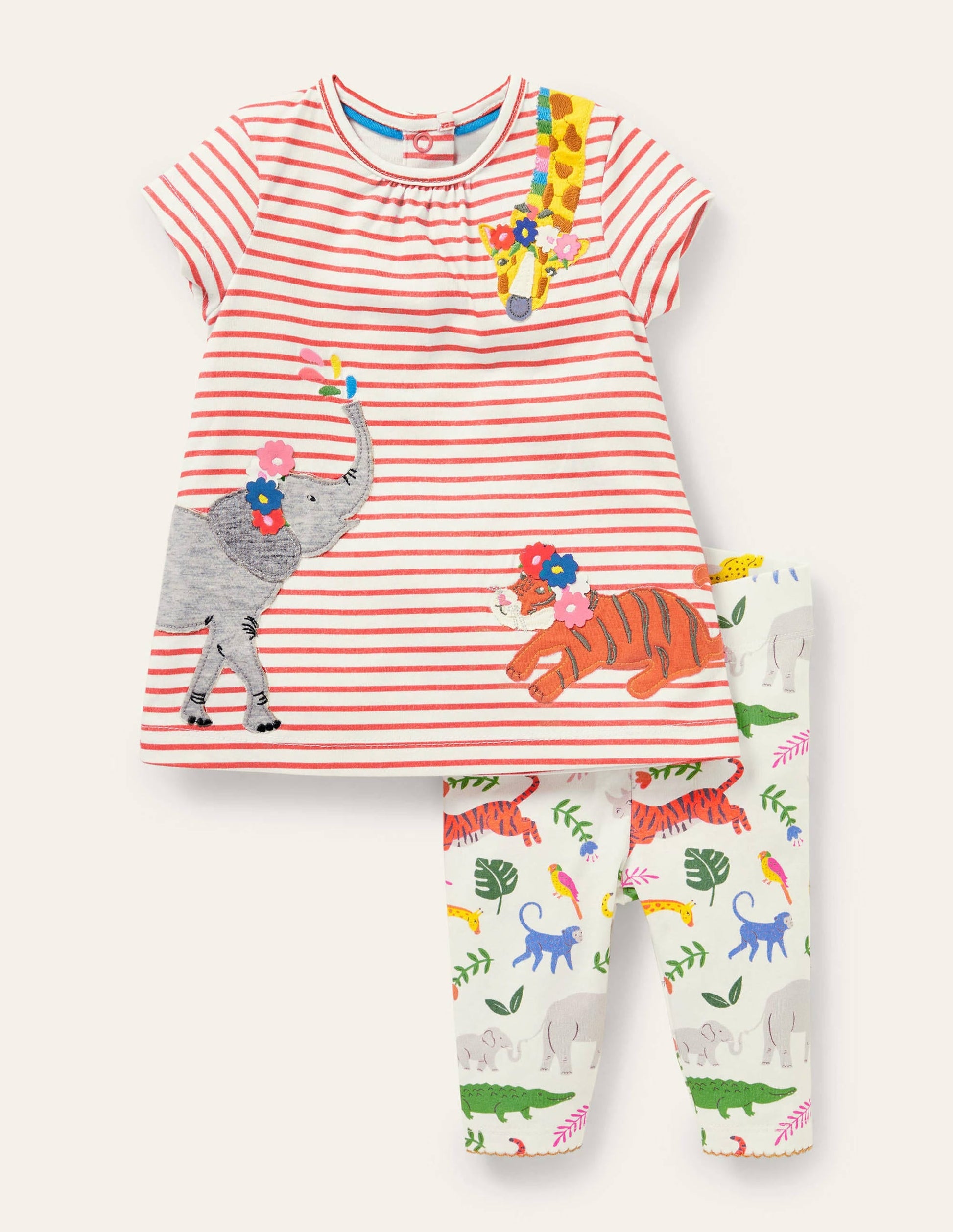 Dress and Leggings Playset-Red/Ivory Jungle Animals-1